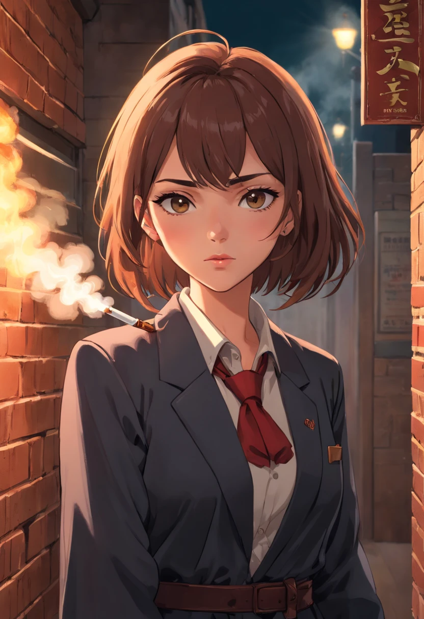 (Best Quality, hight resolution, masutepiece:1.2), Ultra-detailed, (Realistic, Photorealsitic:1.37), Portrait, Group photo of the three, (Women's group, :1.2), wears a suit, ties, Sunglasses, Brick wall, Leaning against the wall, smoking tobacco, in group photograph, movie "Reservoir Dog", Brick wall background, Woman in black, modern attire, Fully clothed, Sexy, outlaw, shirt art, defiance, black robes, badlands, Old movies, High resolution skin, (Cinematic lighting: 1.2 ), beautifully detailed eyes, Highly detailed face, of the highest quality, detailed hairs, Exquisite facial features, Perfect face, Wide Angle, Photorealistic, Crushic Movies, 4K, 8K, 32K, smoking tobacco, Cinematic,Pretty Woman,
