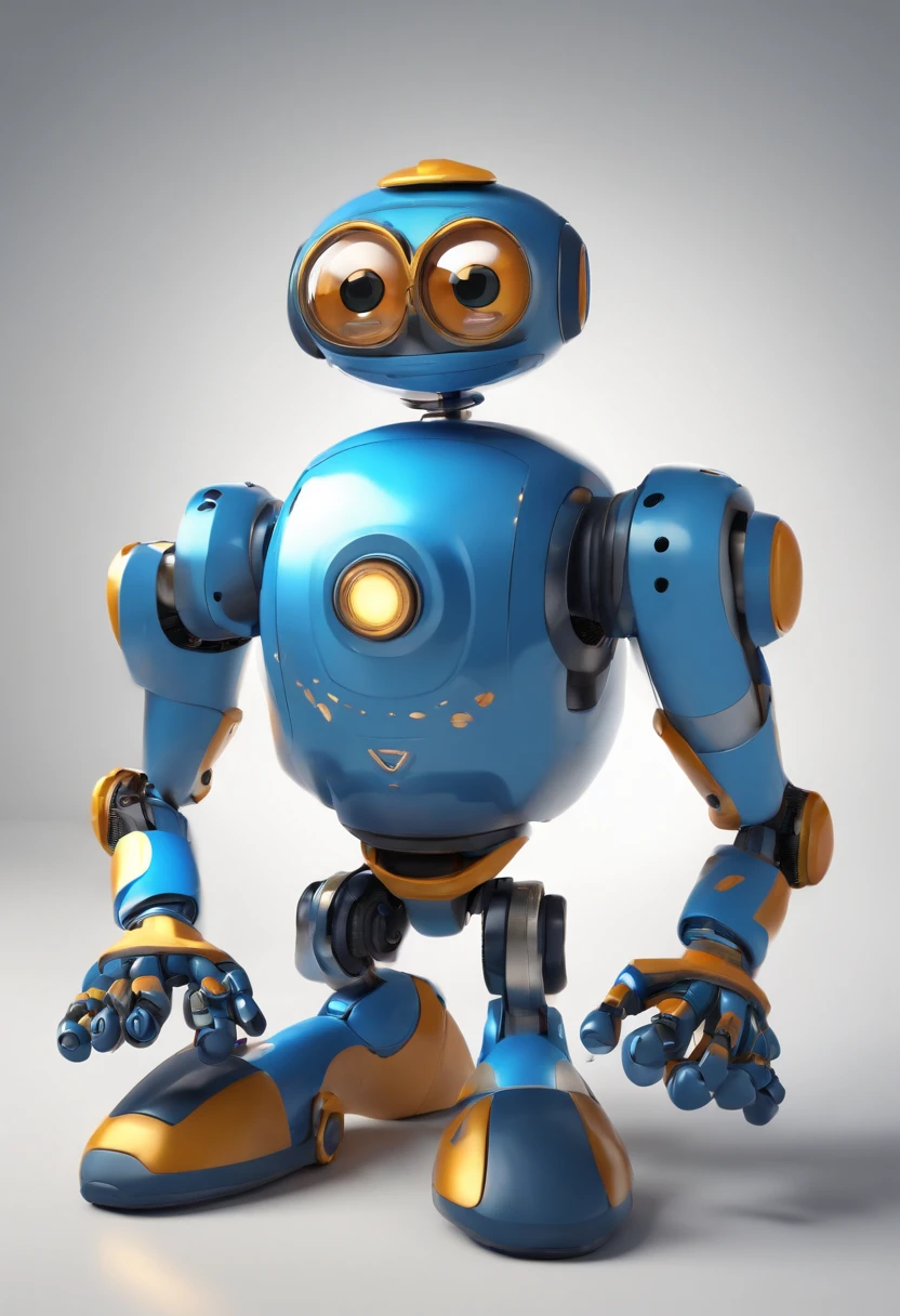 Cartoon character with eyes and arms sitting on the ground, tintoy characterdesign robot, adorable friendly robot, cute humanoid robot, muito bonito , animation character, 3d robot, cute robot, posing robotically, pixar 3 d animation style, friendly robot, robo cor azul