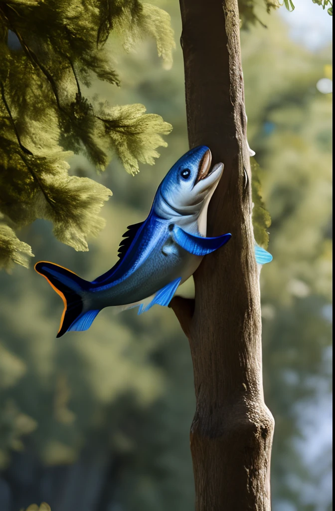 A fish is climbing a tree