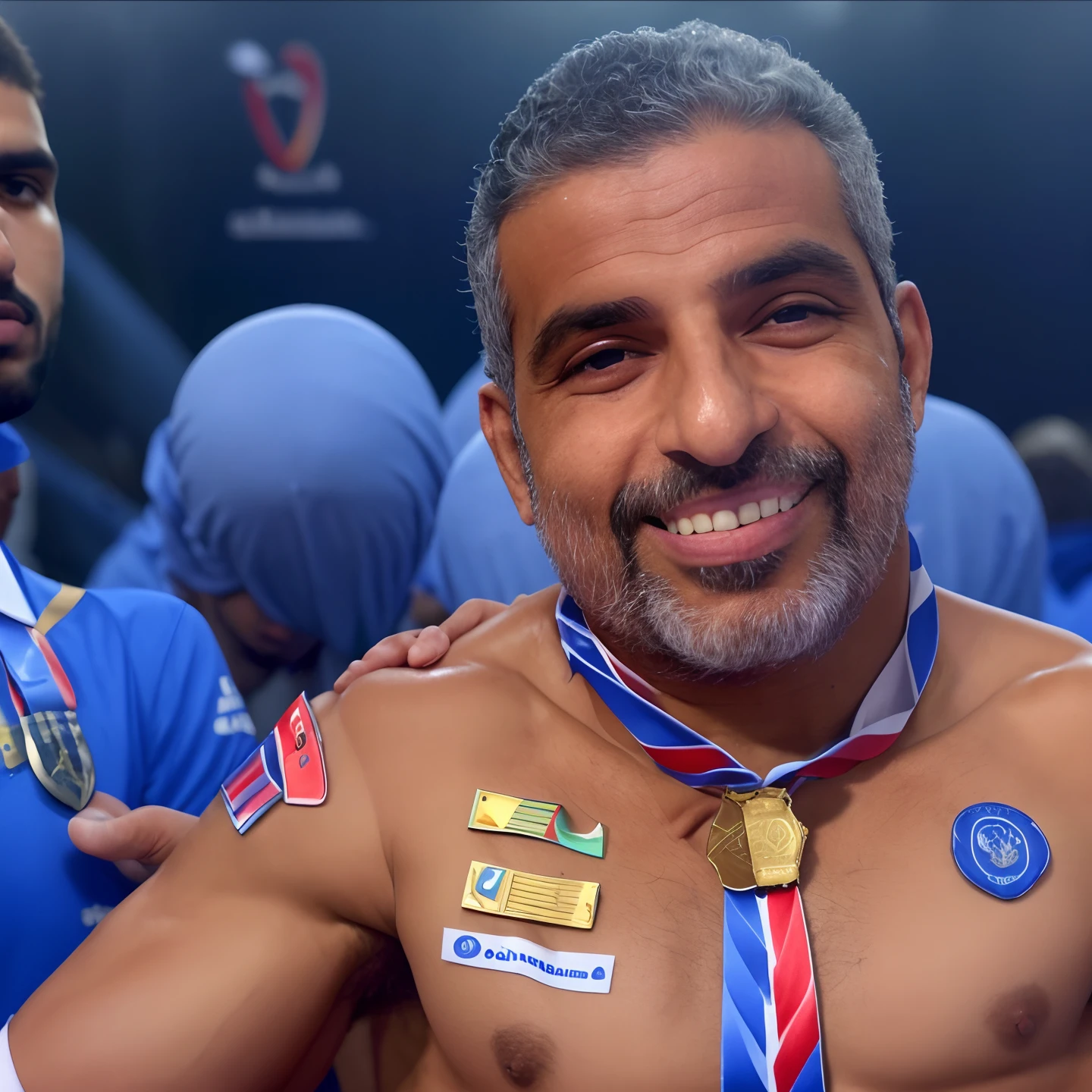 Homem de uniforme com gravata azul e medalha, Emad Mostaque, edu souza, Jamel Shabbaz, Escoteiro, david rios ferreira, saâdane afif, Saadane AFIF, José Moncada, Mohamed Chahin, Sam Nassour, luiz escanuela, daniel mirante, henry ascensio