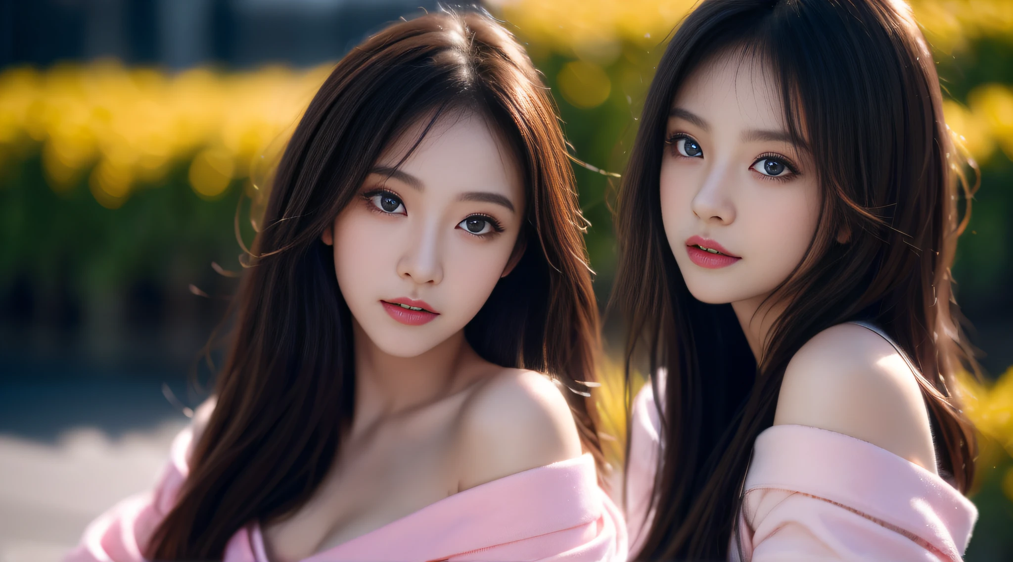 best qualtiy,tmasterpiece,A high resolution,1girll,Dingdall effect,realisticlying,edge lit,twotonelighting,(highdetailskin:1.2),8K UHD,Pure,Sweet,Flower background,Colorful background,Based on physical rendering,Perfect light and shadow,extreme hight detail,Pink tones,Eye reflections,Raised sexy,perfect bodies,Superb beauty,largeeyes,long eyelasher,Delicate eyes,large shiny eyes,Minor pupillary reflexes,Shoulder and neck details,The pupil texture is delicate,Perfect eyes,Black pupils,best qualtiy,tmasterpiece,16k,A picture,head portrait,Bigchest,longer sleeves,Take care of your chest,Large breasts,Delicate avatar