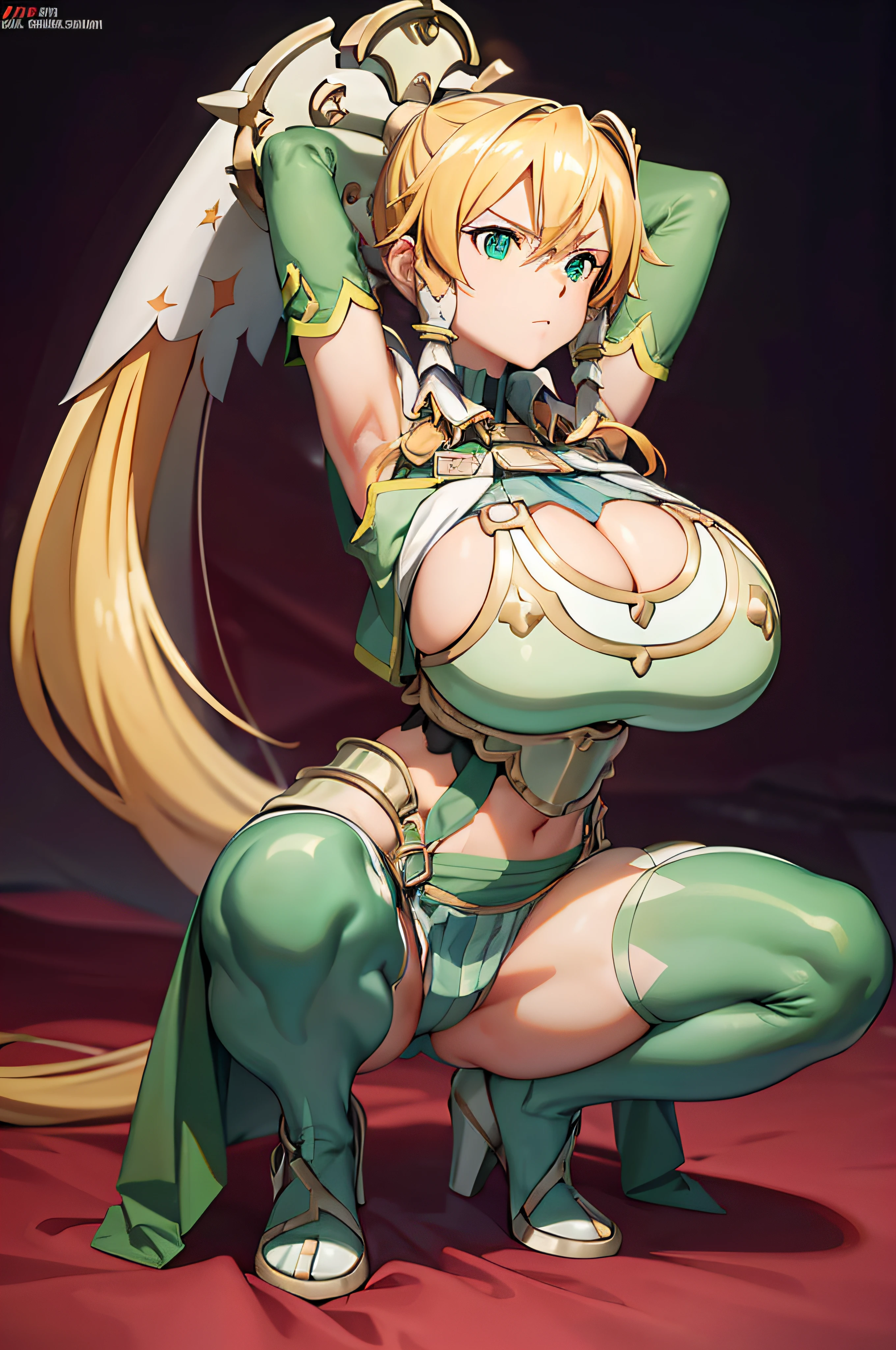 Wearing a sexy little micro bikini。In this scene、highly contrast, Showcase high-quality artwork。 (extremely detailed eye)with the(very detail hair)。Focus on the body.、The legs and arms outstretched at the back of the head are emphasized。pure、Squatting posture。The lighting is vivid、The overall color tone is、It's sharp。{{{Spread legs, Arms behind your head}}}, {{{Squatting}}},gigantic huge tits,Overflowing huge breasts,maikurobikini,very big boobs,Enlarge your breasts、Burst emulsification