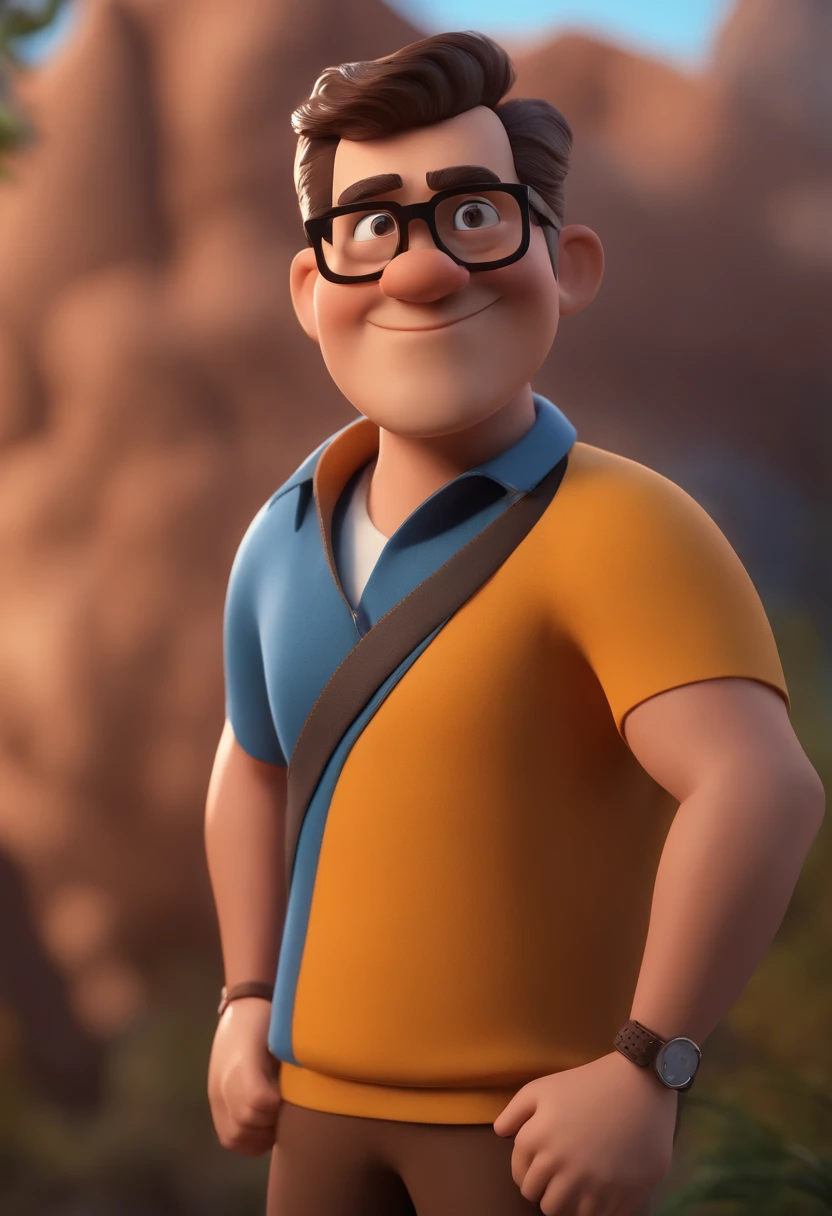 Cartoon character of a man with black glasses and a blue shirt, animation character, Caractere estilizado, animation style rendering, 3D estilizado, Arnold Maya render, 3 d render stylized, toon render keyshot, Personagem 3D, Personagem 3D, 3d rendering stylized, 3 d character render, personagem de desenho animado, Personagem de close up, Pose de personagem, (Estilo Pixar) (master part:1.2) (Bokeh) (best quality) (pele detalhada) (textura detalhada) (8k) (argila) (Cinematic lighting) (foco nítido