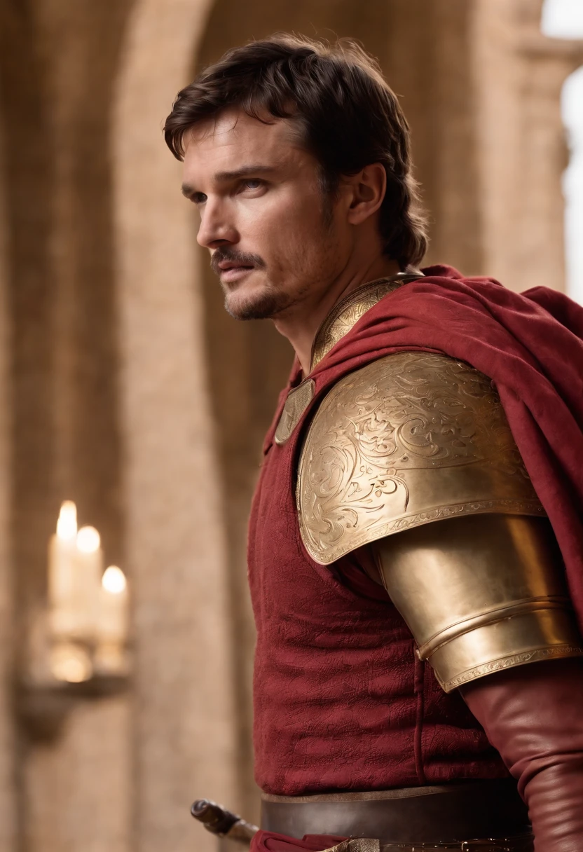 Tom welling as Oberyn Martell, with a red and golden armor