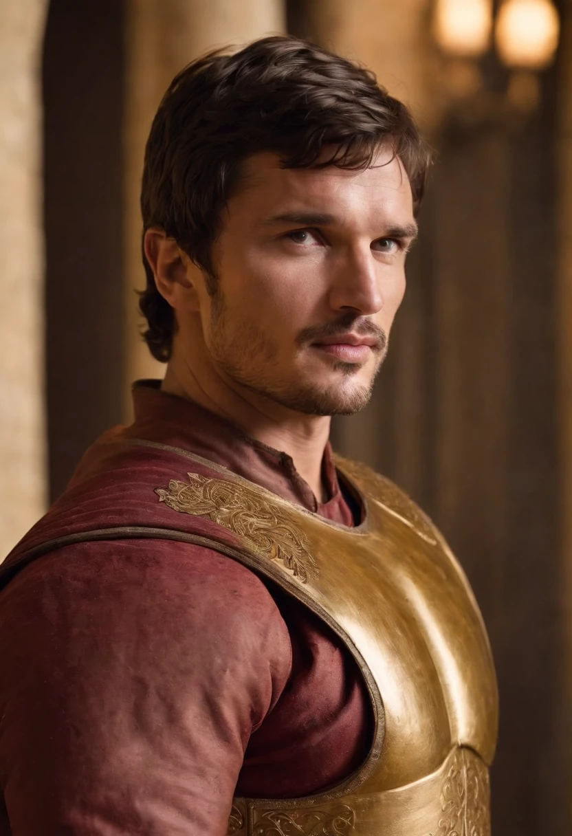 Tom welling as Oberyn Martell, with a red and golden armor