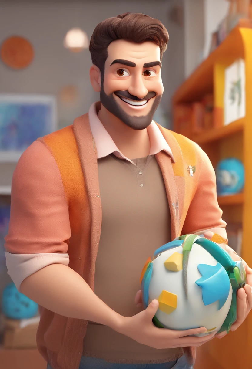 Smiling Man Illustration, sorriso insano, Homem de pele marrom com um sorriso gigante, happily smiling at the camera, sorriso atrevido, he's smiling, sorriso muito grande, Macho sorridente, foto de perfil headshot, rindo sorriso enorme, desenhando no estilo de Arte 3D, c4d, fundo de cor branco puro, estilo disney, estilo pixar render ilustracao Super Detalhe, 8k
