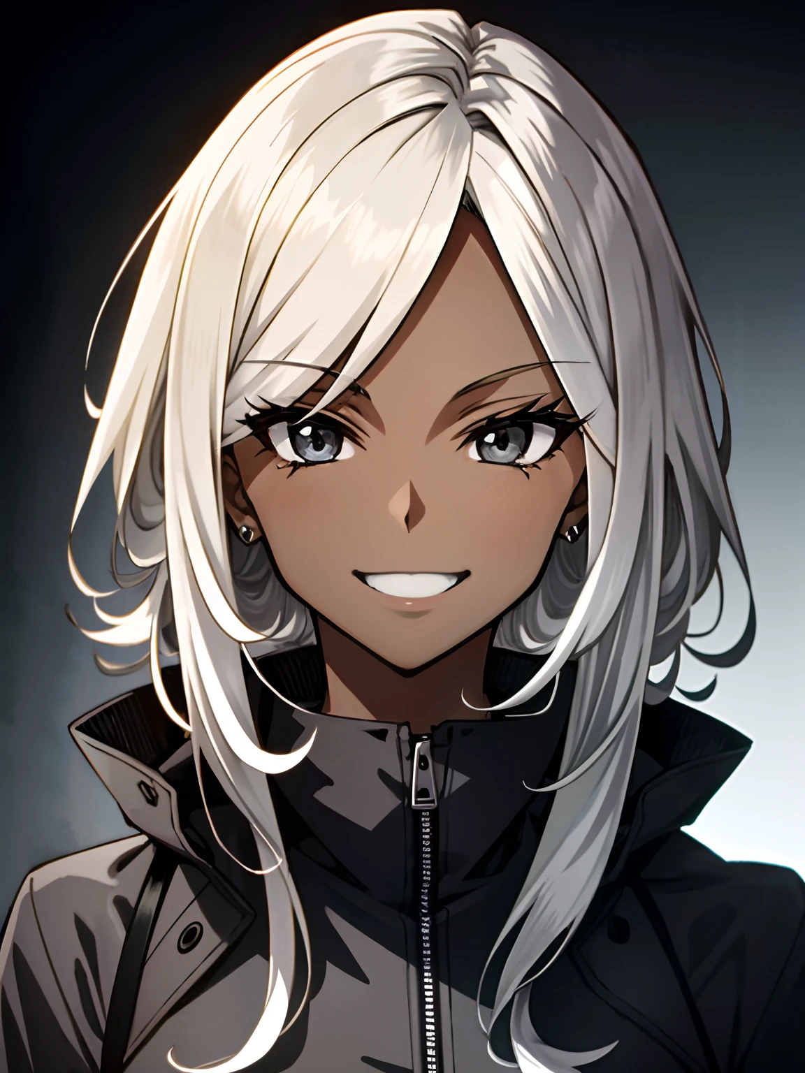 masutepiece, Best Quality, hight resolution, Extremely detailed, 1 girl, (Dark skin:1.2), Black eyes, Smiling