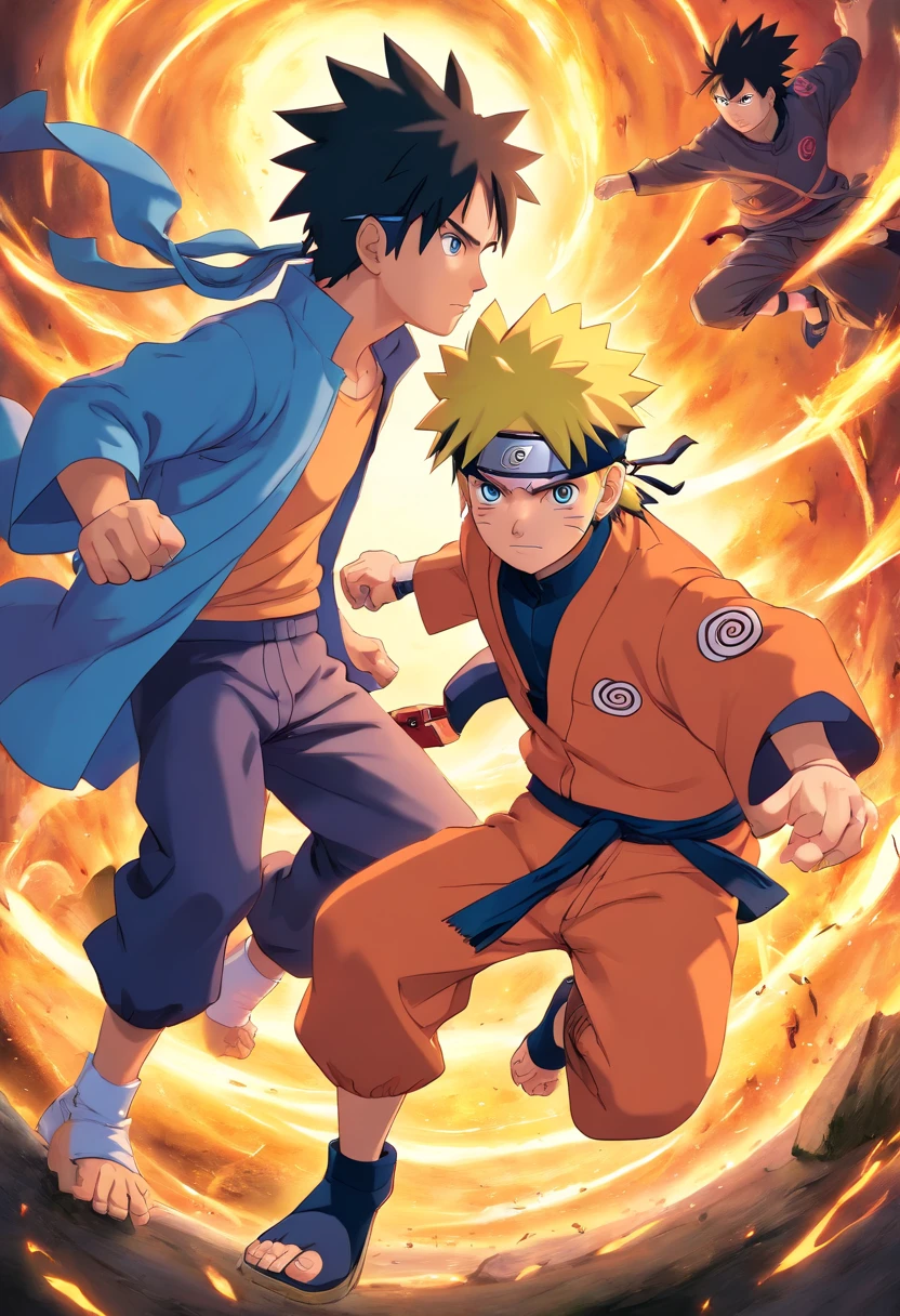 Naruto fighting along Sasuke