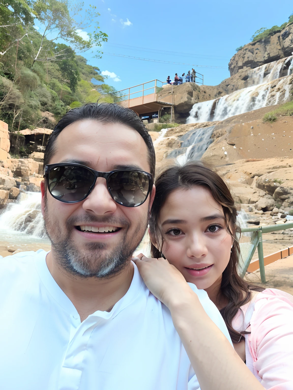 There's a man and a woman taking a selfie in front of a waterfall, vacation photo, imagem de perfil, com uma cachoeira, cachoeiras ao fundo, Directed by: David Ruby, ๐คฌ ๐คฎ ๐ ๐, ๐ฐ ๐ โ ๐, As Piscinas, cachoeira ao fundo, divertindo-se, Directed by: Nandor Soldier, Directed by: Luis Miranda