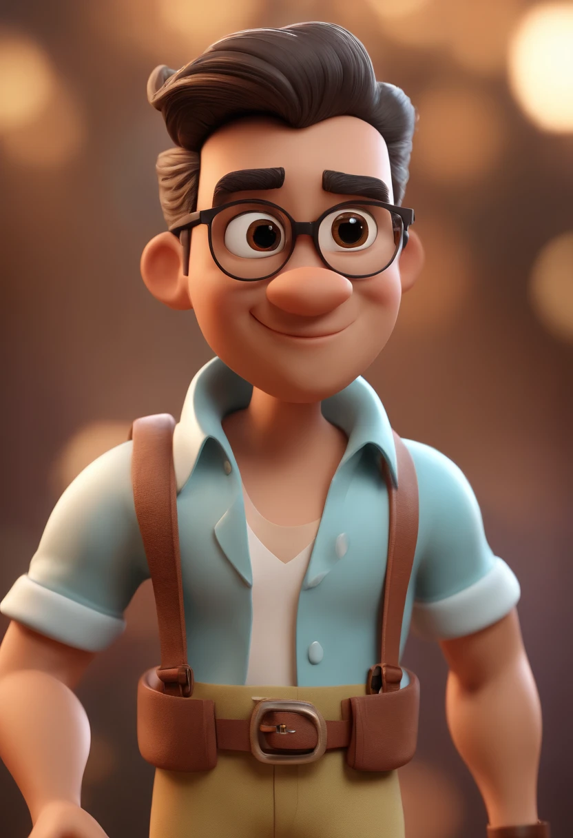 personagem dos desenhos animados de um homem de camisa branca, animation character, Caractere estilizado, animation style rendering, 3D estilizado, Arnold Maya render, 3 d render stylized, toon render keyshot, Personagem 3D, Personagem 3D, 3d rendering stylized, 3 d character render, personagem de desenho animado, Personagem de close up, Pose de personagem, (Estilo Pixar) (master part:1.2) (Bokeh) (best quality) (pele detalhada) (textura detalhada) (8k) (argila) (Cinematic lighting) (foco nítido