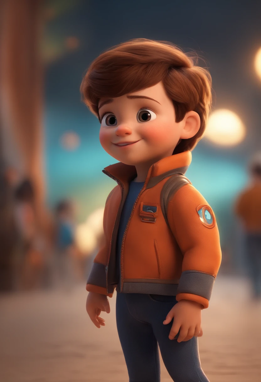 a happy cute ??? standing short hair, vestindo uma fantasia espacial, , fundo branco, barnet, Tom, Estilo Pixar, ....3d, desenhos animados, rosto detalhado, asymmetrical 16k