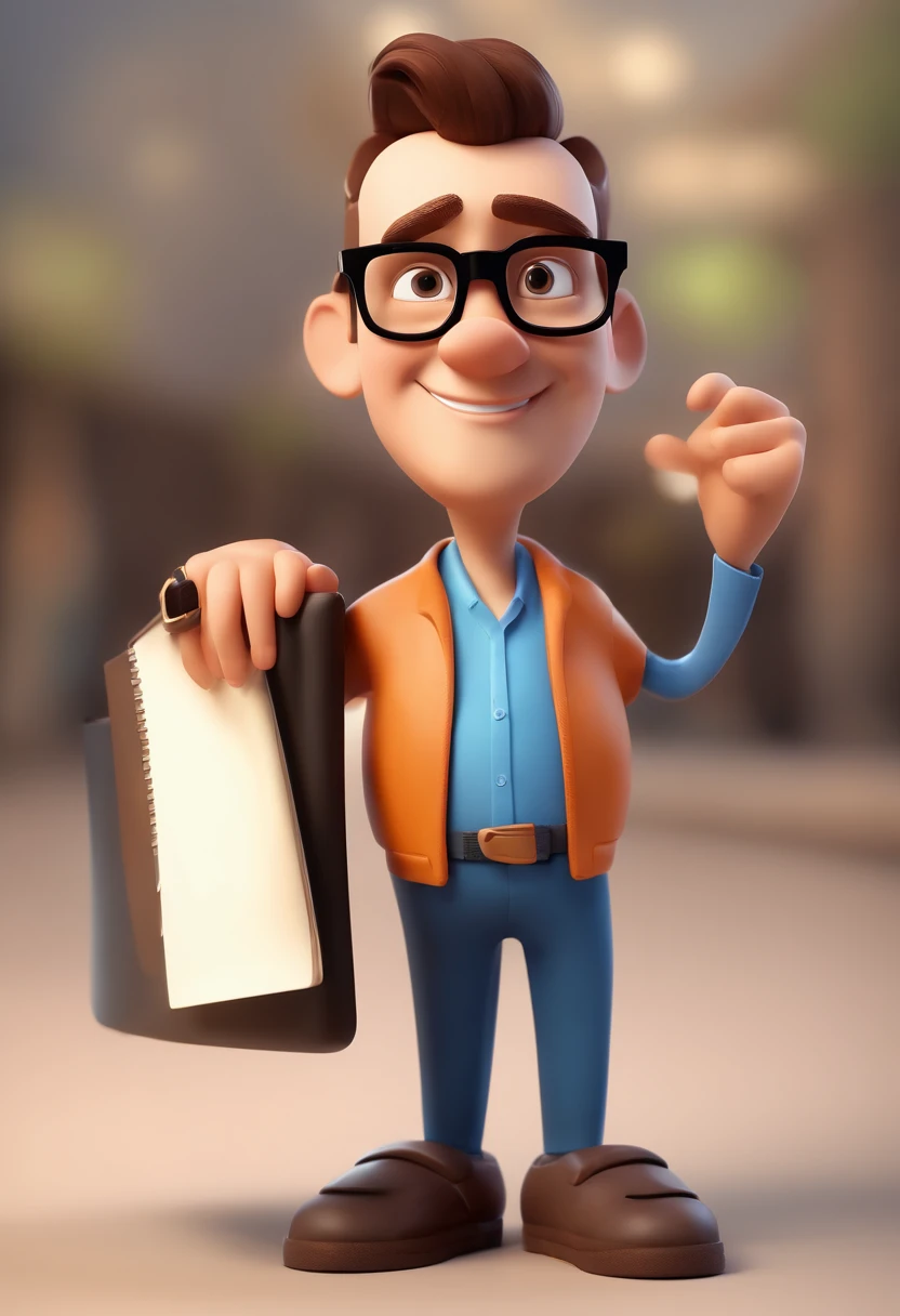 Cartoon character of a man with black glasses and a blue shirt, animation character, Caractere estilizado, animation style rendering, 3D estilizado, Arnold Maya render, 3 d render stylized, toon render keyshot, Personagem 3D, Personagem 3D, 3d rendering stylized, 3 d character render, personagem de desenho animado, Personagem de close up, Pose de personagem, (Estilo Pixar) (master part:1.2) (Bokeh) (best quality) (pele detalhada) (textura detalhada) (8k) (argila) (Cinematic lighting) (foco nítido