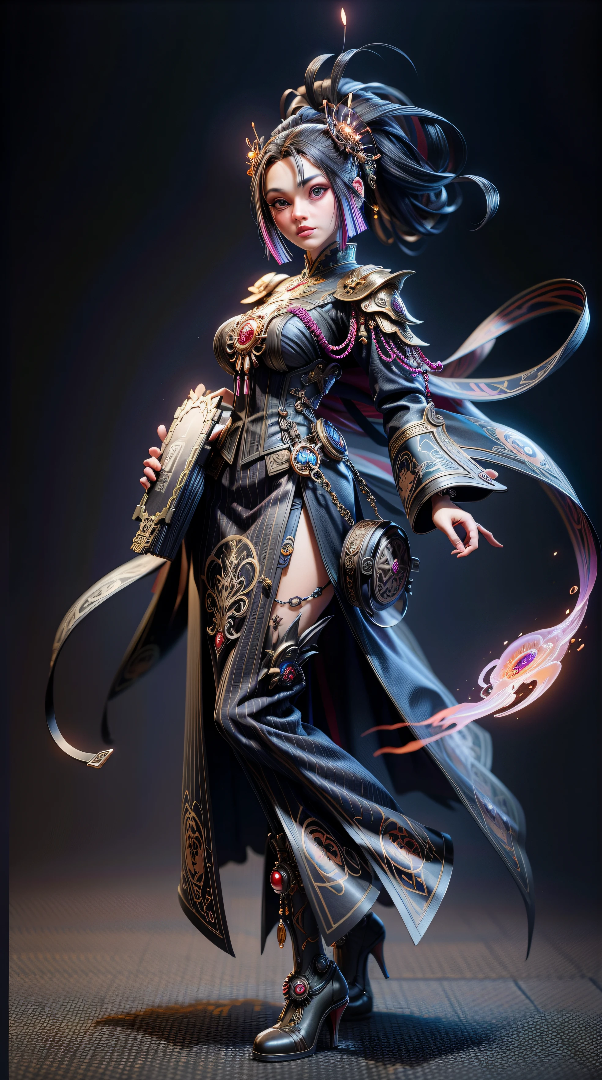 a colorful crow wearing a outsuit in gothic city by artgerm, h. r. giger and beksinski, highly detailed, vibrant, production cinematic character render, ultra high quality model, futuristicsteampunk machine, metal hands, little details, medieval style, RPG, 4k, hiperrealista. round metal body, long arms, strong, strong hands, medieval landscape, an extremely quirky, surreal, delightful image showing a heavily armed., sf, intricate artwork masterpiece, ominous, matte painting movie poster, golden ratio, trending on cgsociety, intricate, epic, trending on artstation, by artgerm, h. r. giger and beksinski, highly detailed, vibrant, production cinematic character render, ultra high quality model