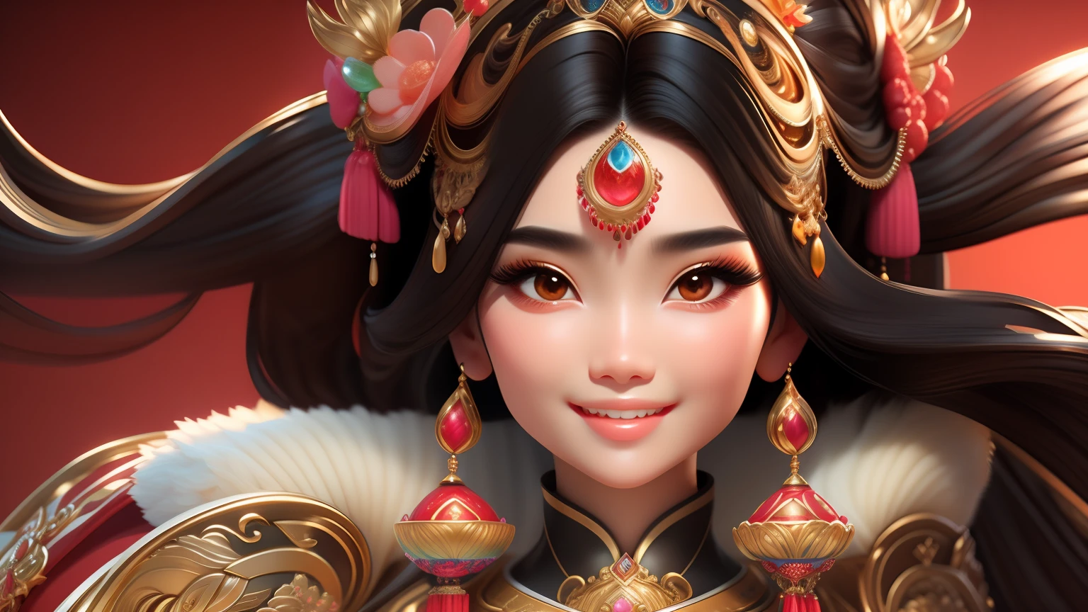 masterpiece, best quality, 3d rendering work, 3DMM style, close-up, portrait, 3D, two young Asian women, beautiful skin, brown eyes, medium wavy black hair, sweet smile, 80 kg overweight, gradient background. Colors Candy color, cute