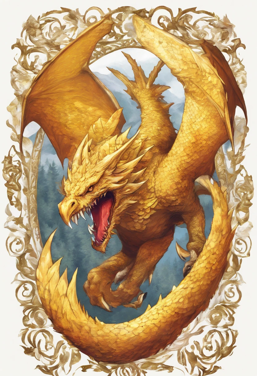 A Withe and golden wyvern, with brightly scales