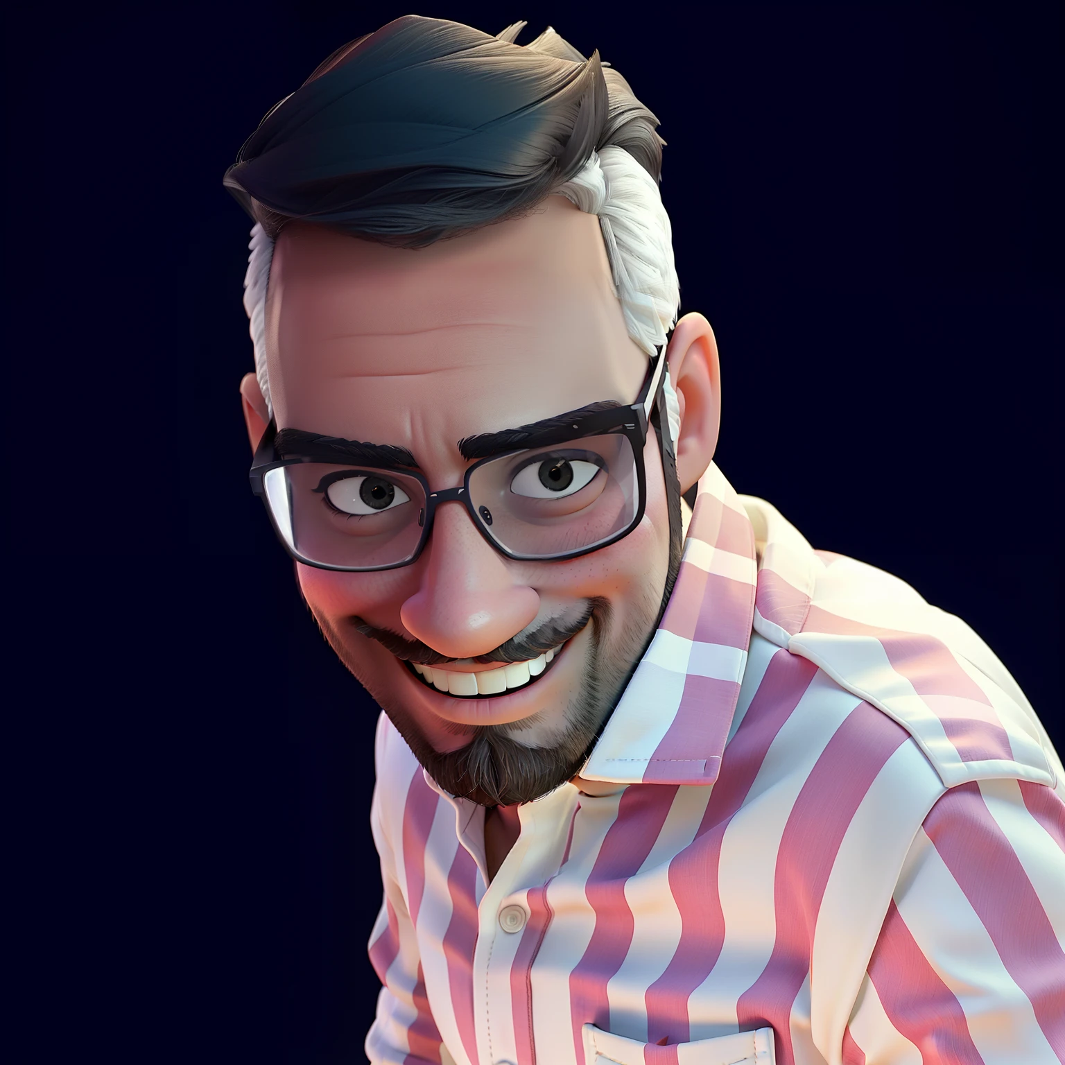 Um jovem empreendedor de 28 anos, com barba, Glasses and white dress shirt smiling.