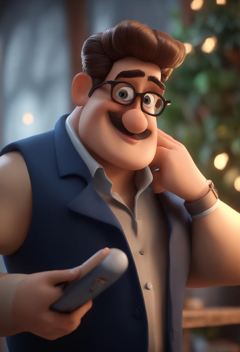 Cartoon character of a man with black glasses and a blue shirt, animation character, Caractere estilizado, animation style rendering, 3D estilizado, Arnold Maya render, 3 d render stylized, toon render keyshot, Personagem 3D, Personagem 3D, 3d rendering stylized, 3 d character render, personagem de desenho animado, Personagem de close up, Pose de personagem, (Estilo Pixar) (master part:1.2) (Bokeh) (best quality) (pele detalhada) (textura detalhada) (8k) (argila) (Cinematic lighting) (foco nítido