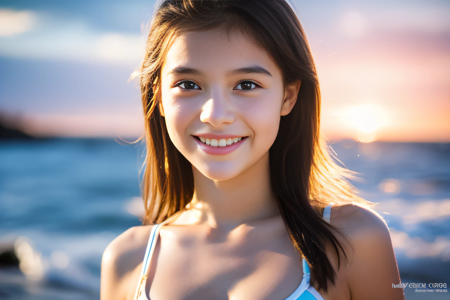 SeaArt , 1cute girl, portrait, bokeh, ( masterpiece), accurate, anatomically correct, f/1.8, 90mm, Fujifilm GFX 50R, raw photo, regina display, super detail, high details, high quality, best quality, highres, UHD, 1080p HD, 4K, 8K, ((( old 1girl))), Realism, ((Face and body the full front)), (standing), ((small breasts)), (yellow black bikini), medium Hair, beautiful white skin, young features, beautiful pussy, soothing tones, high contrast, natural skin texture, of Sweden, Northern Lights Sky, (shy smile),