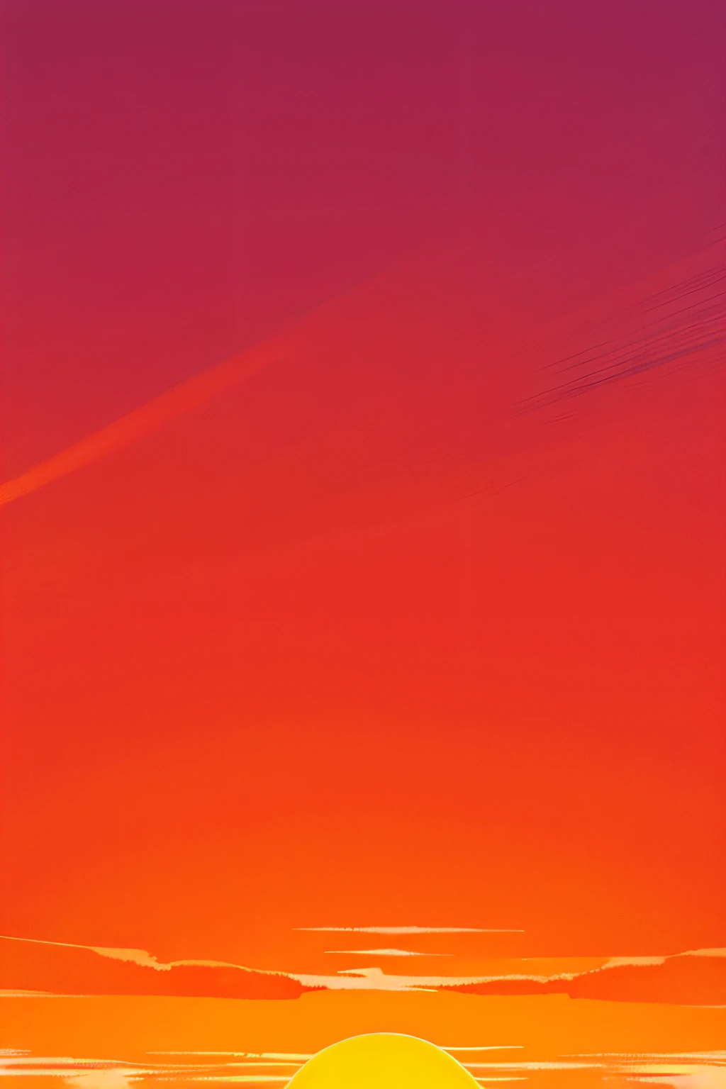 illustratio、Sunset sky、an orange、90's illustration style