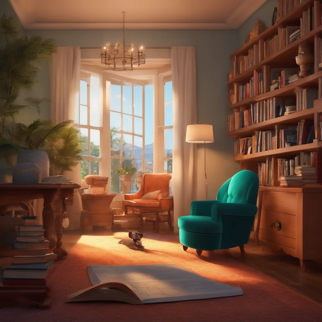 fundo branco, pixar desenhos animados 3D, homem lendo um livro, ::estilo pixar cartoon