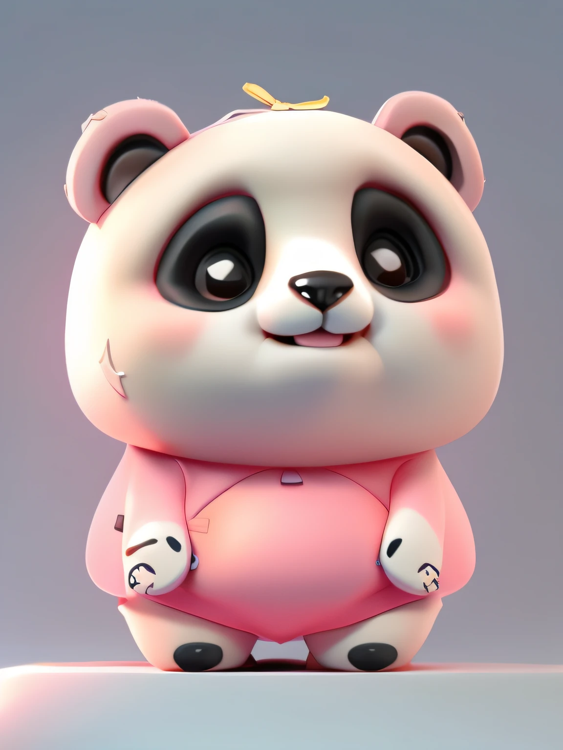 a cute giant panda, Wearing a pink school uniform， 3D CG rendering