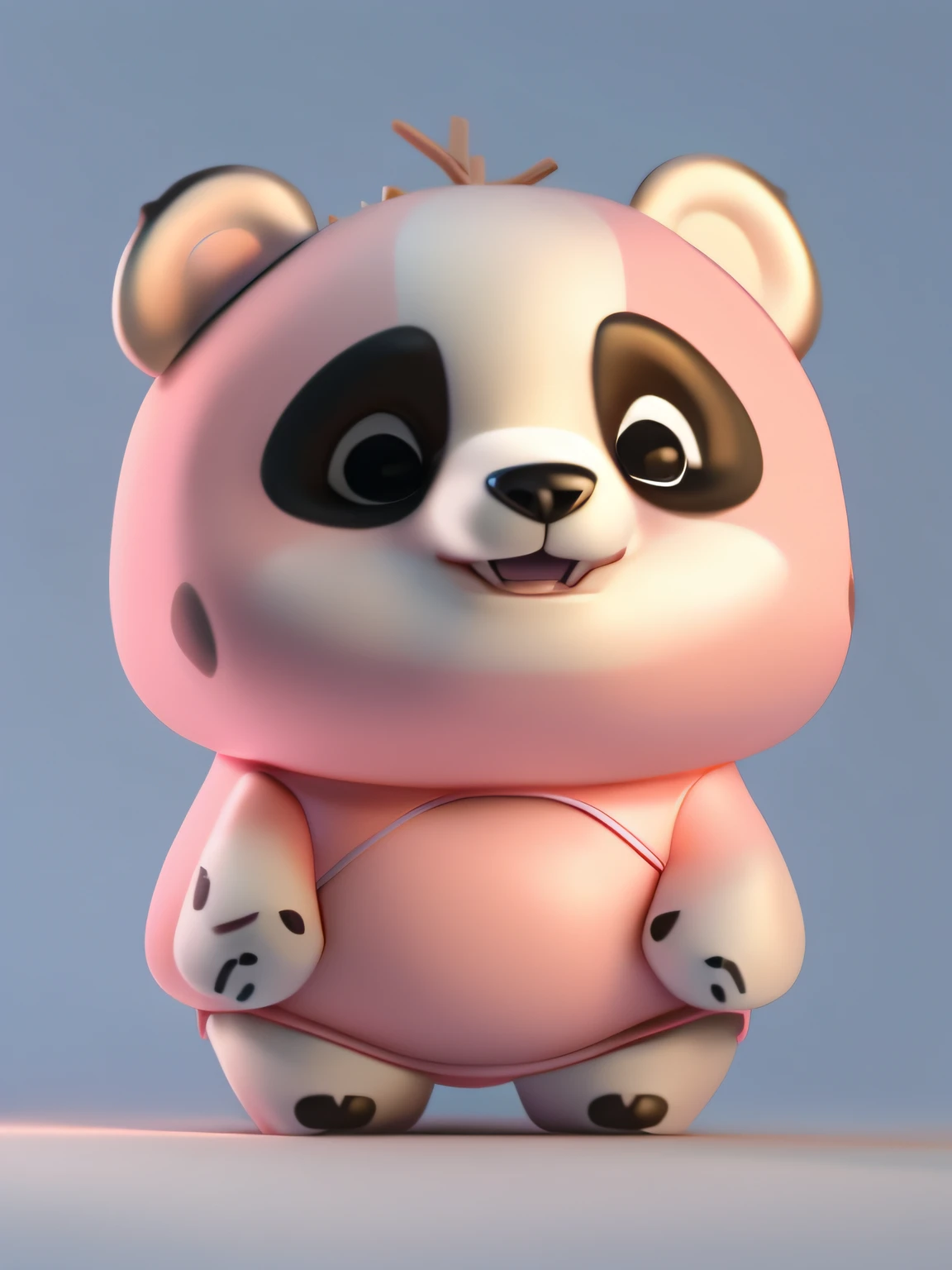 a cute giant panda, Wearing a pink school uniform, 3D CG rendering