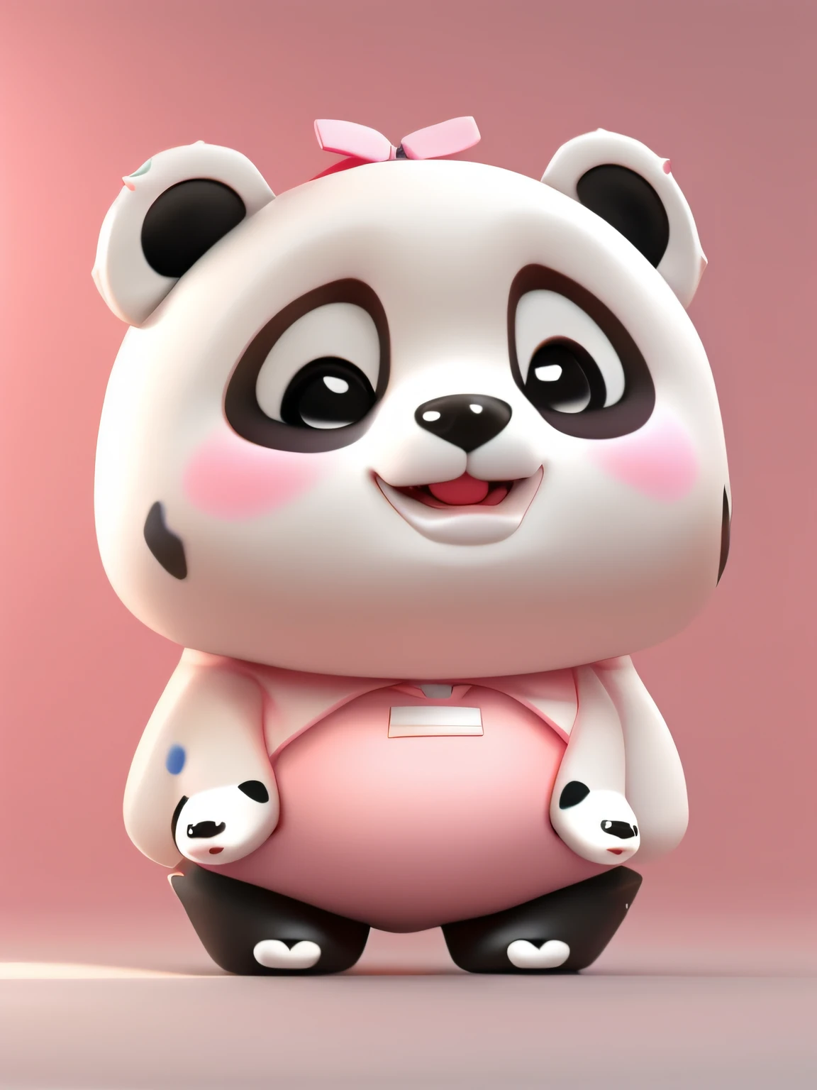 a cute giant panda, Wearing a pink school uniform, 3D CG rendering