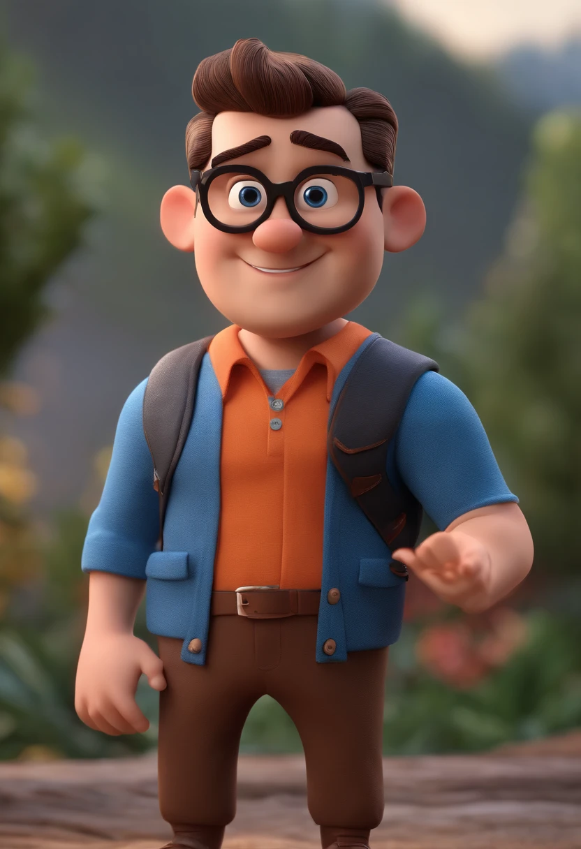 Cartoon character of a man with black glasses and a blue shirt, animation character, Caractere estilizado, animation style rendering, 3D estilizado, Arnold Maya render, 3 d render stylized, toon render keyshot, Personagem 3D, Personagem 3D, 3d rendering stylized, 3 d character render, personagem de desenho animado, Personagem de close up, Pose de personagem, (Estilo Pixar) (master part:1.2) (Bokeh) (best quality) (pele detalhada) (textura detalhada) (8k) (argila) (Cinematic lighting) (foco nítido