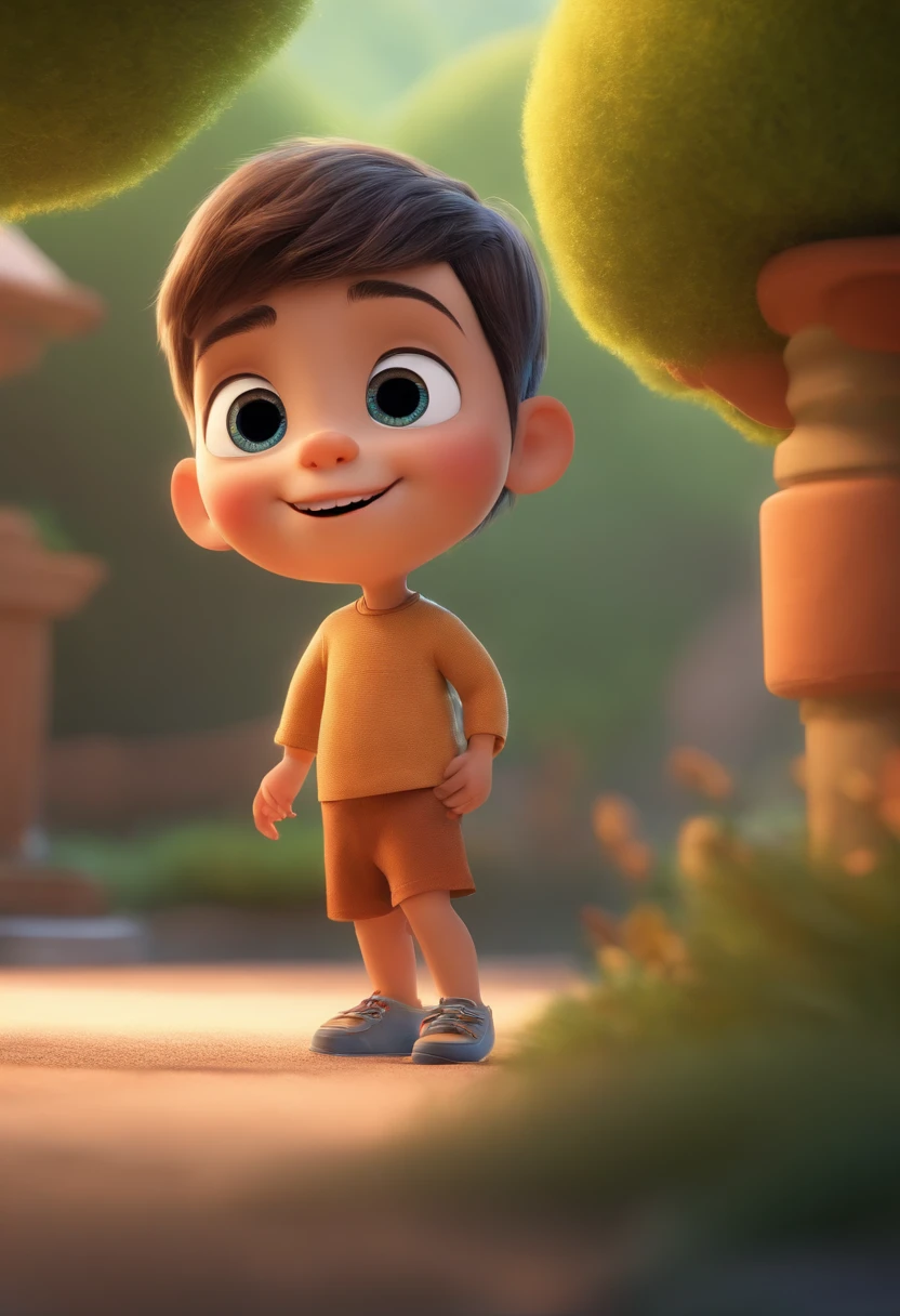 a happy cute ??? standing short hair, vestindo uma fantasia espacial, , fundo branco, barnet, Tom, Estilo Pixar, ....3d, desenhos animados, rosto detalhado, asymmetrical 16k