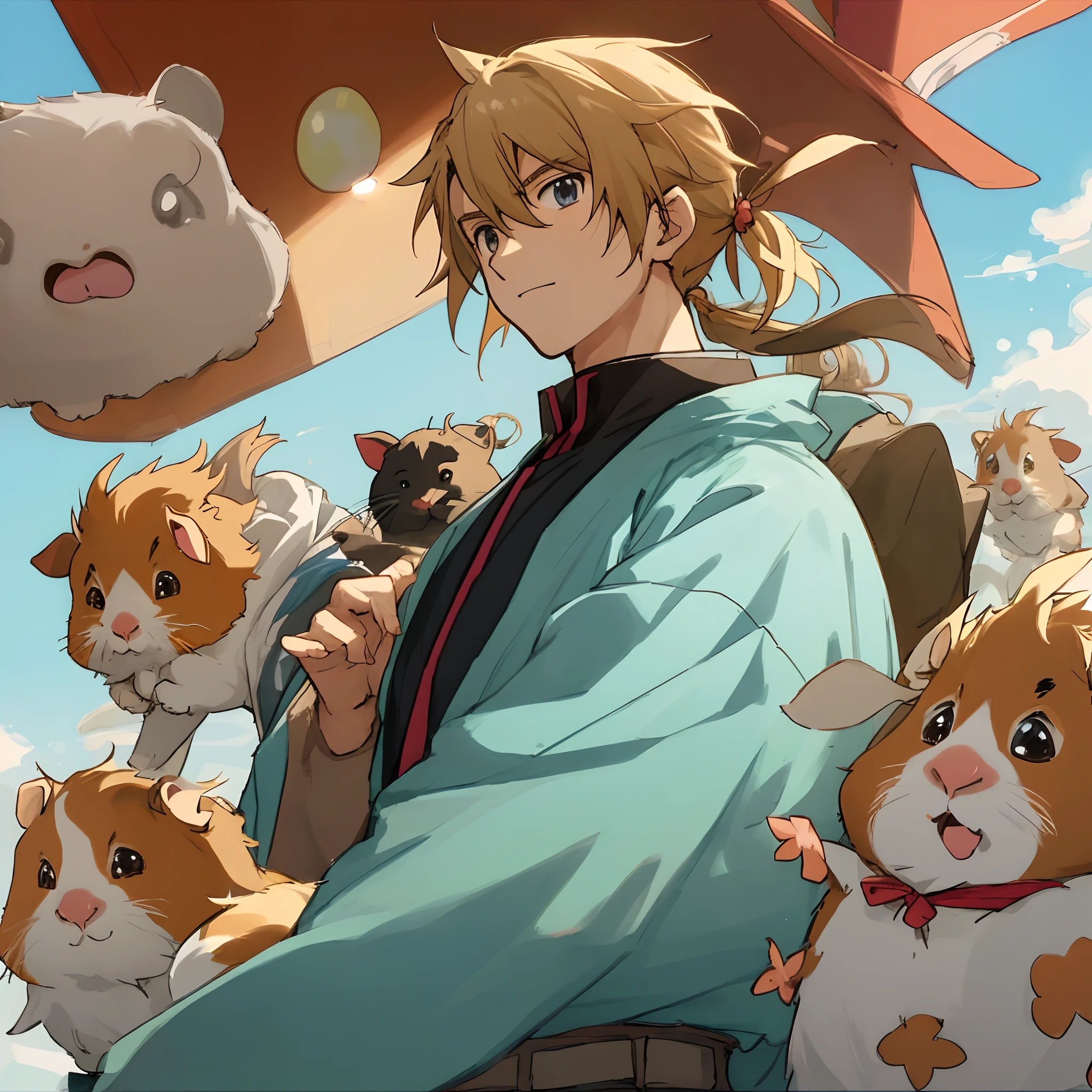 A man who looks like a guinea pig　Anime style