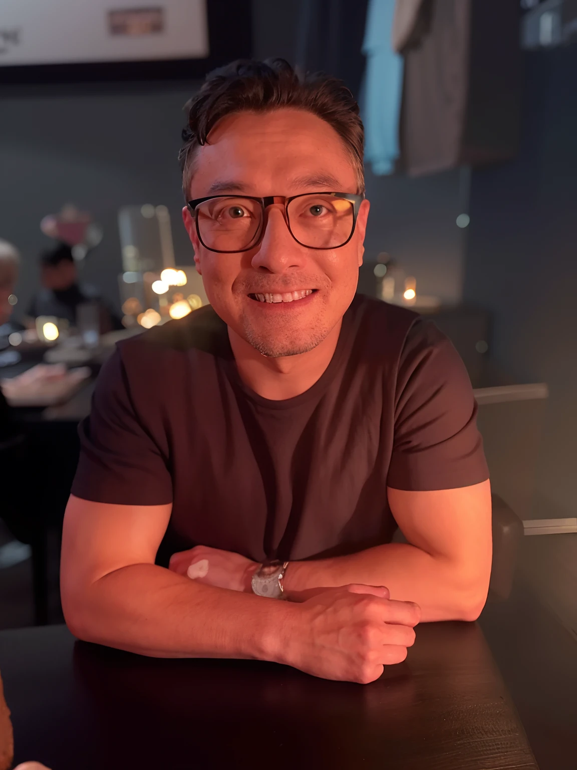 smiling man in glasses sitting at a table with a cake, taken in the early 2020s, headshot profile picture, michael okuda, christian orrillo, photo taken in 2 0 2 0, avatar image, portrait of danny gonzalez, high quality picture, david baldeon, markiplier, reza afshar, david nakayama