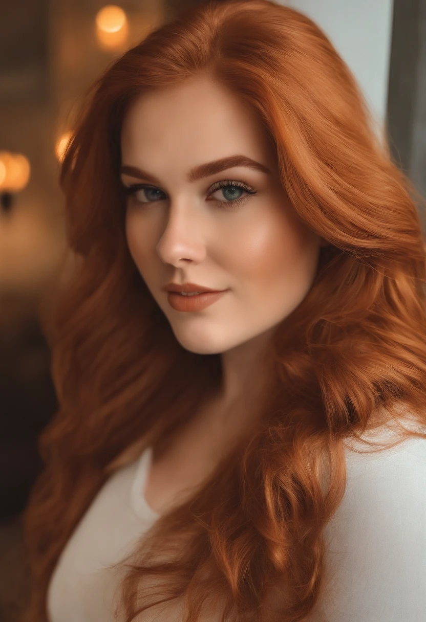 Une belle fille rousse avec des taches de rousseur, 18 ans, sexy et thicc, Yeux verts, gros seins, gros cul, moite, Brillant, lewd face, , salle de Bains, sexy,  laiteux selfie instagram