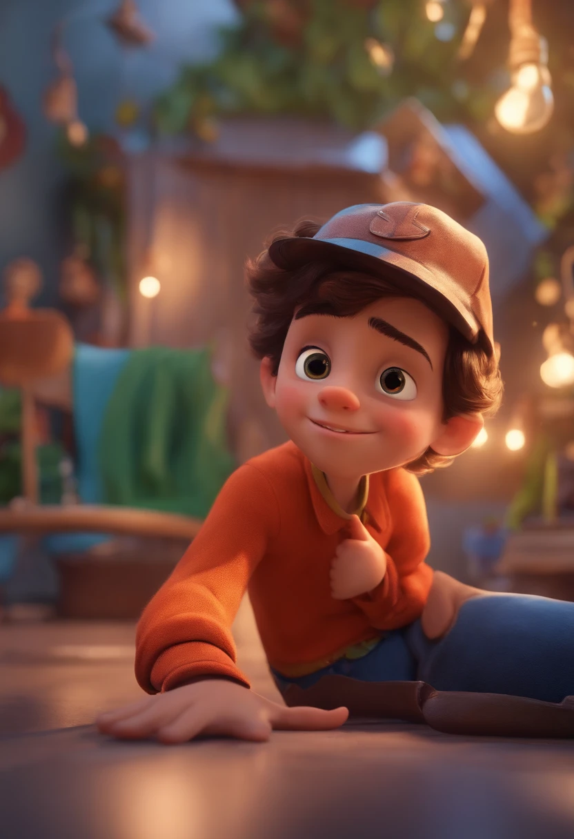 Image of a boy for a story in a YouTube video in Pixar format, He's the allabester, He's the class leader, He's outgoing, Playful and gets up for a lot of things, cabelo curto