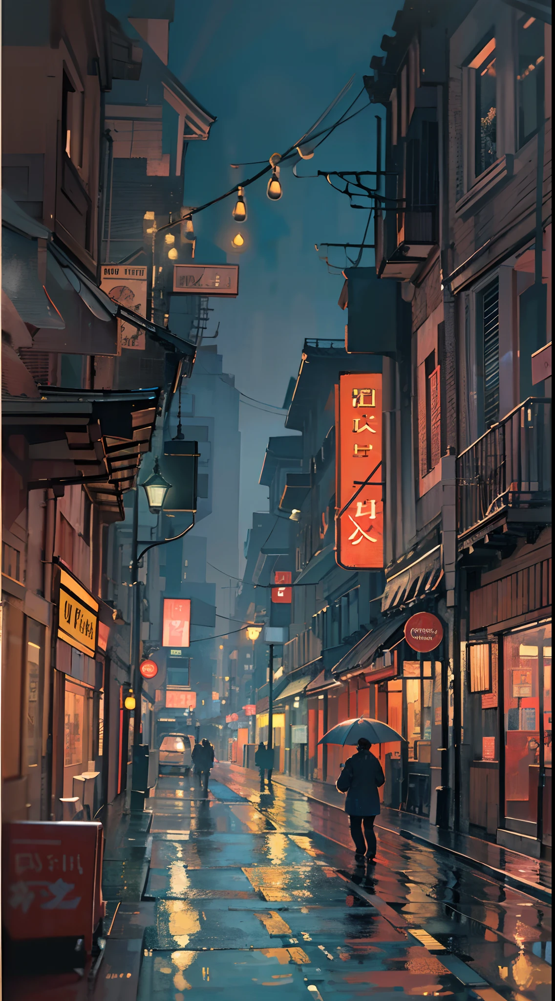 An image of a mesmerizing rain-soaked cityscape at night, with vibrant neon lights reflecting off the wet pavement, creating a magical and ethereal atmosphere. The buildings are adorned with shimmering streams of water, giving a sense of motion and life to the scene. The raindrops are depicted in exquisite detail, capturing their shimmer and delicacy. This artwork is reminiscent of the works of Claude Monet and James Whistler, with their ability to capture the beauty of urban landscapes in different lighting conditions.