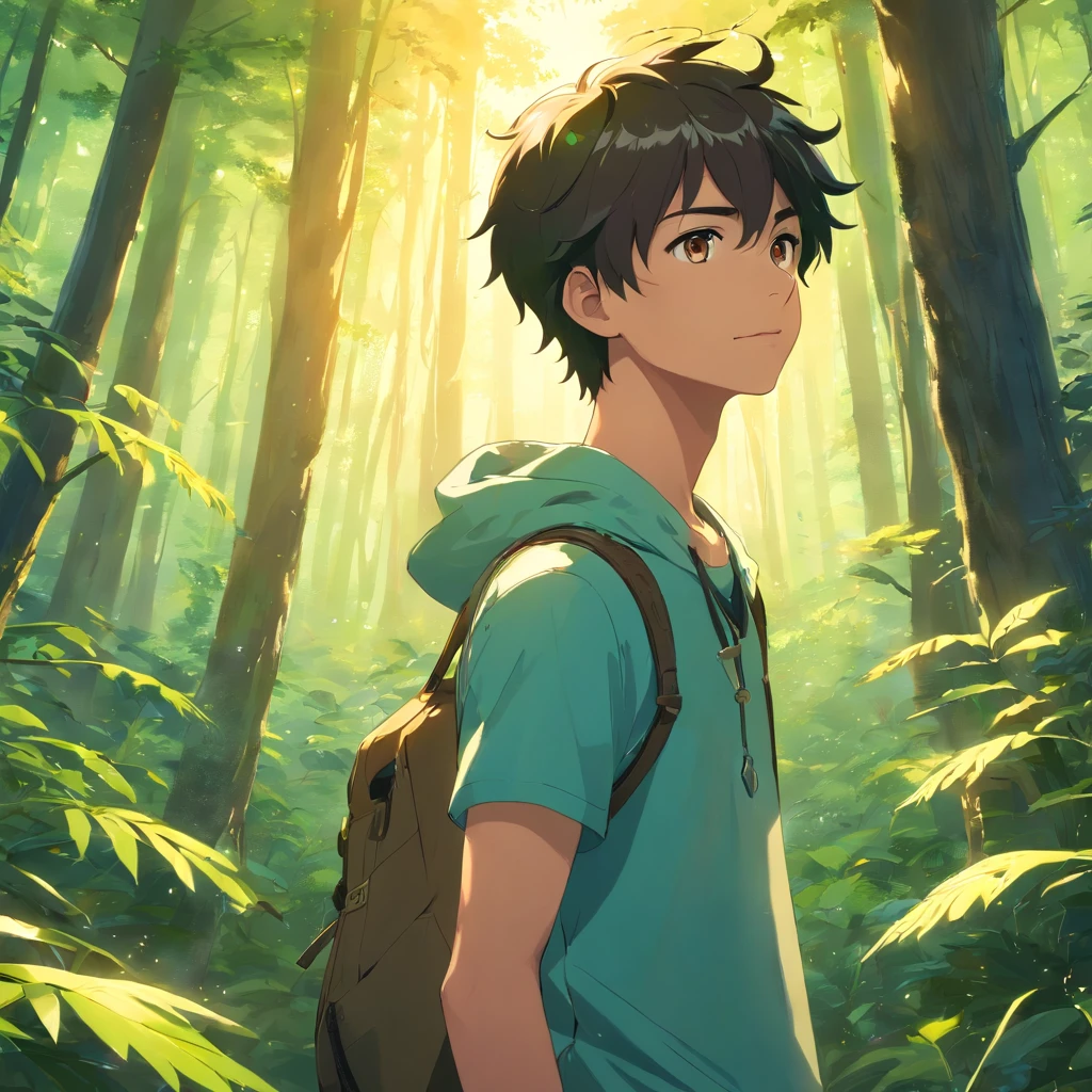 (masterpiece:1.2) (best quality,4k,8k,highres), ultra-detailed, a solo boy named Rimuru Tempest, with red lips, standing in a stunning forest scenery, wearing fashionable clothing, and surrounded by the enchanting beauty of nature. The boy, with his captivating eyes and mesmerizing smile, stands confidently amidst the lush greenery and vibrant flora. The sunlight filters through the leaves, casting a warm glow on his face, highlighting the intricate details of his features. The forest, alive with vibrant colors and scents, serves as the perfect backdrop for this fashionable protagonist. The boy's attire reflects a blend of modern and fantasy elements, harmonizing with the ethereal surroundings. The forest, filled with ancient trees and mystical creatures, adds an element of mystery and enchantment to the scene. The exquisitely detailed landscape is meticulously rendered, capturing every texture and nuance with precision. With professional studio lighting and a realistic, photorealistic touch, this masterpiece evokes a sense of awe and wonder. The colors are vivid and rich, enhancing the overall visual impact of the scene. The warm, magical ambiance created by the sun's rays and the interplay of light and shadow adds depth and dimension to the artwork. The attention to detail and the use of bokeh effect further elevate the visual experience, creating a sense of immersion and realism. The artwork showcases the fusion of traditional art techniques with cutting-edge digital rendering, resulting in a truly captivating and visually appealing depiction of a solo boy in the enchanting forest. Dive into this breathtaking artwork that transports you to a world of beauty, fashion, and fantasy.