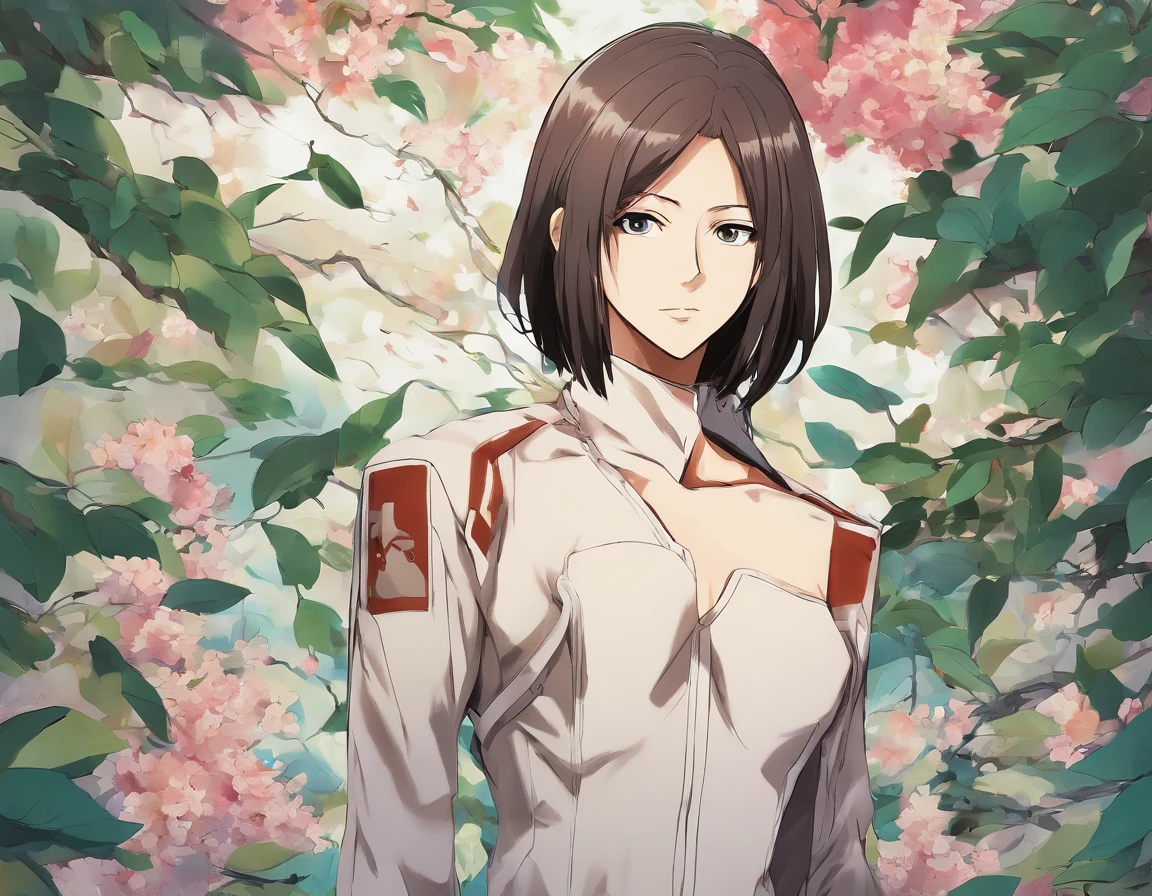 female titan from the attack on titan anime, without clothes, long brown hair scars
