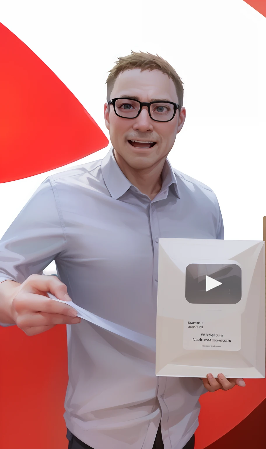smiling man holding a white box with a video on it, youtuber, inspired by Gordon Browne, trending on youtube, youtube video screenshot, youtube, very award - winning, !!award-winning!!, award winning, youtube thumbnail, winning award image, award winning. 4 k, linus from linustechtips, inspired by Heinz Edelman, wow!, award winning masterpiece