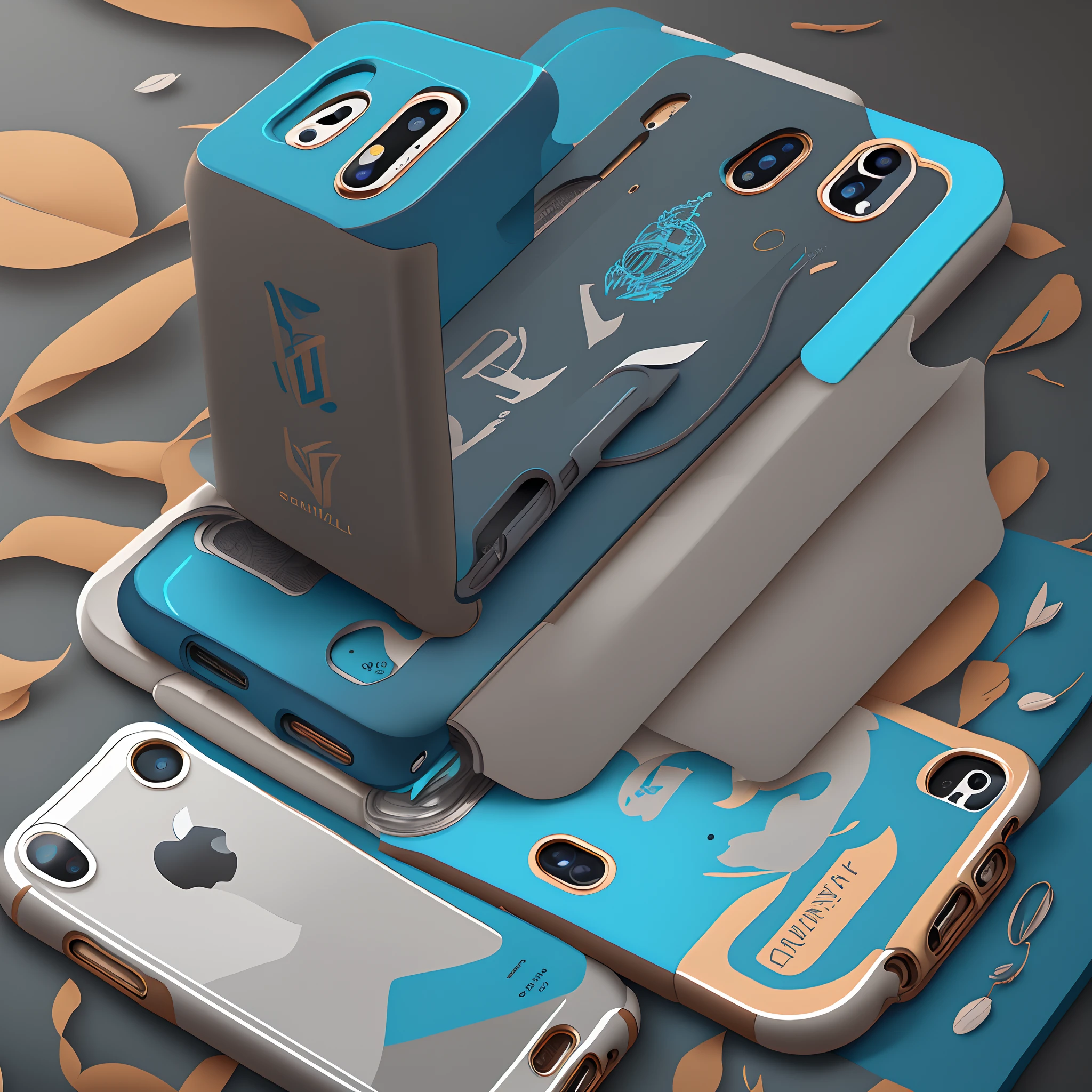 Produce a high-resolution logo illustration for an online store named 'Case-Shop',• Specialized in the sale of phone cases exclusively 
for iPhone models. The logo should be minimalistic, presenting the name 'Case-Shop' in modern letters, accompanied by a stylized illustration of an iPhone with a protective case prominently displayed. Utilisez une palette de couleurs restreinte, highlighting shades of blue and grey to create a visual association with technology."