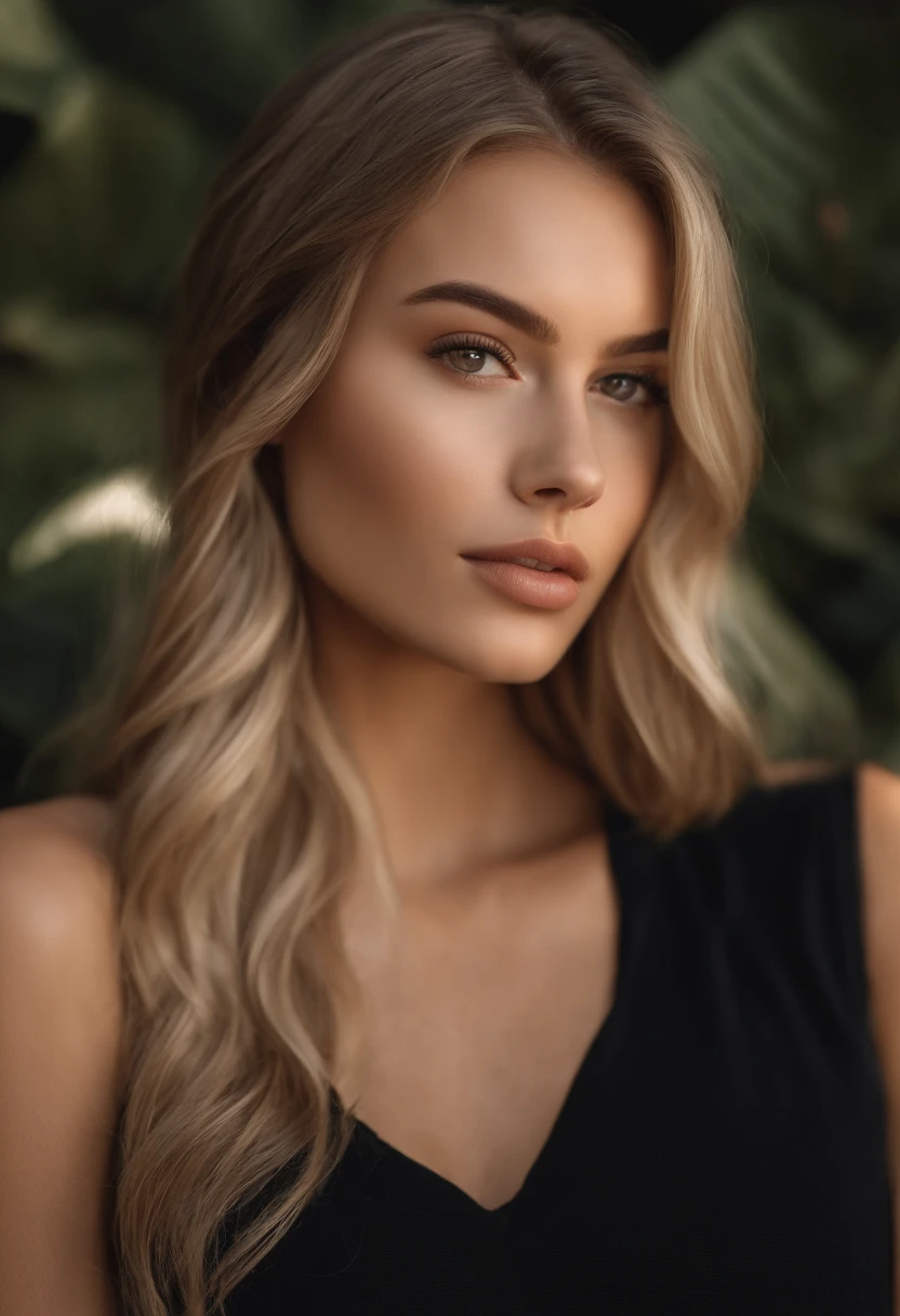 (Mikayla Demaiter) sexy blonde woman with brown eyes, ultra realistis, Meticulous detail, portrait sophie mudd, blonde hair and brown eyes, selfie of a young woman, soft eyes, blonde hair, strong highlights in hair, no makeup, natural makeup, looking straight at camera, face with artgram, fine makeup, Stunning full-length shot, posing inside of club, wearing casual clothes