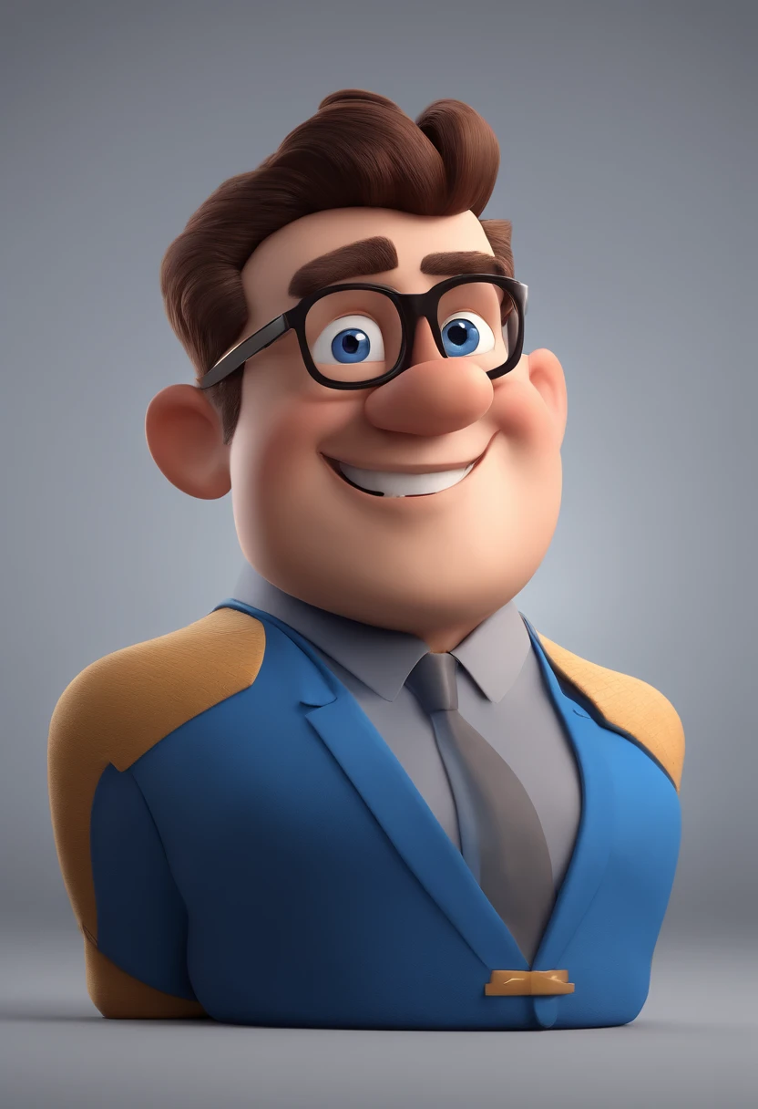 Cartoon character of a man with black glasses and a blue shirt, animation character, Caractere estilizado, animation style rendering, 3D estilizado, Arnold Maya render, 3 d render stylized, toon render keyshot, Personagem 3D, Personagem 3D, 3d rendering stylized, 3 d character render, personagem de desenho animado, Personagem de close up, Pose de personagem, (Estilo Pixar) (master part:1.2) (Bokeh) (best quality) (pele detalhada) (textura detalhada) (8k) (argila) (Cinematic lighting) (foco nítido