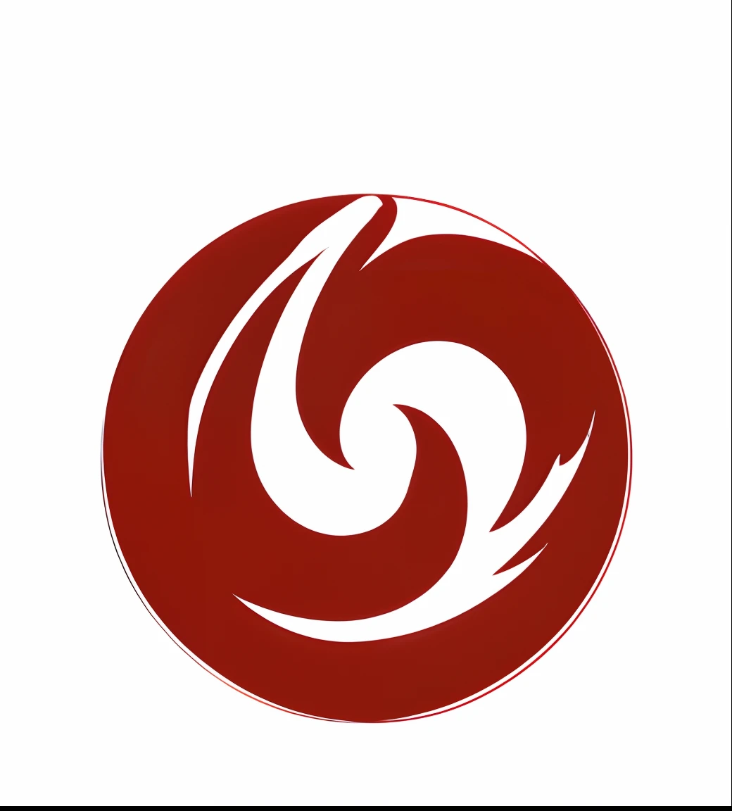 The shape of a phoenix,Flat style,Corporate logo,round form,Isomorphic approach,a close up of a red and white logo with a white background,crimson themed, logo without text, spirals, abstract logo