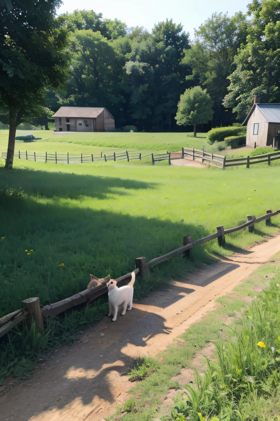 Rural scene，Two-dimensional style，There are cats