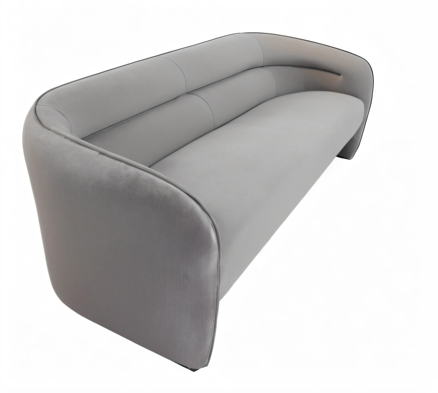 Close-up of sofa on white background, mid - century sofa, bay window sofa, velvet sofa, sofe, List image, smooth curvature design, smooth curvilinear design, large couch, sofe, curved furniture, top angle view, modern”, front top side view, 3/4 side view, lounge room, Curved, Top angle of view