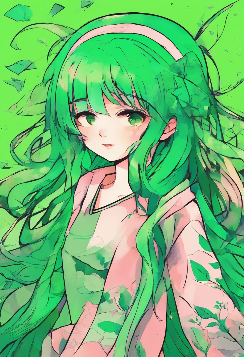 Green hair s girl