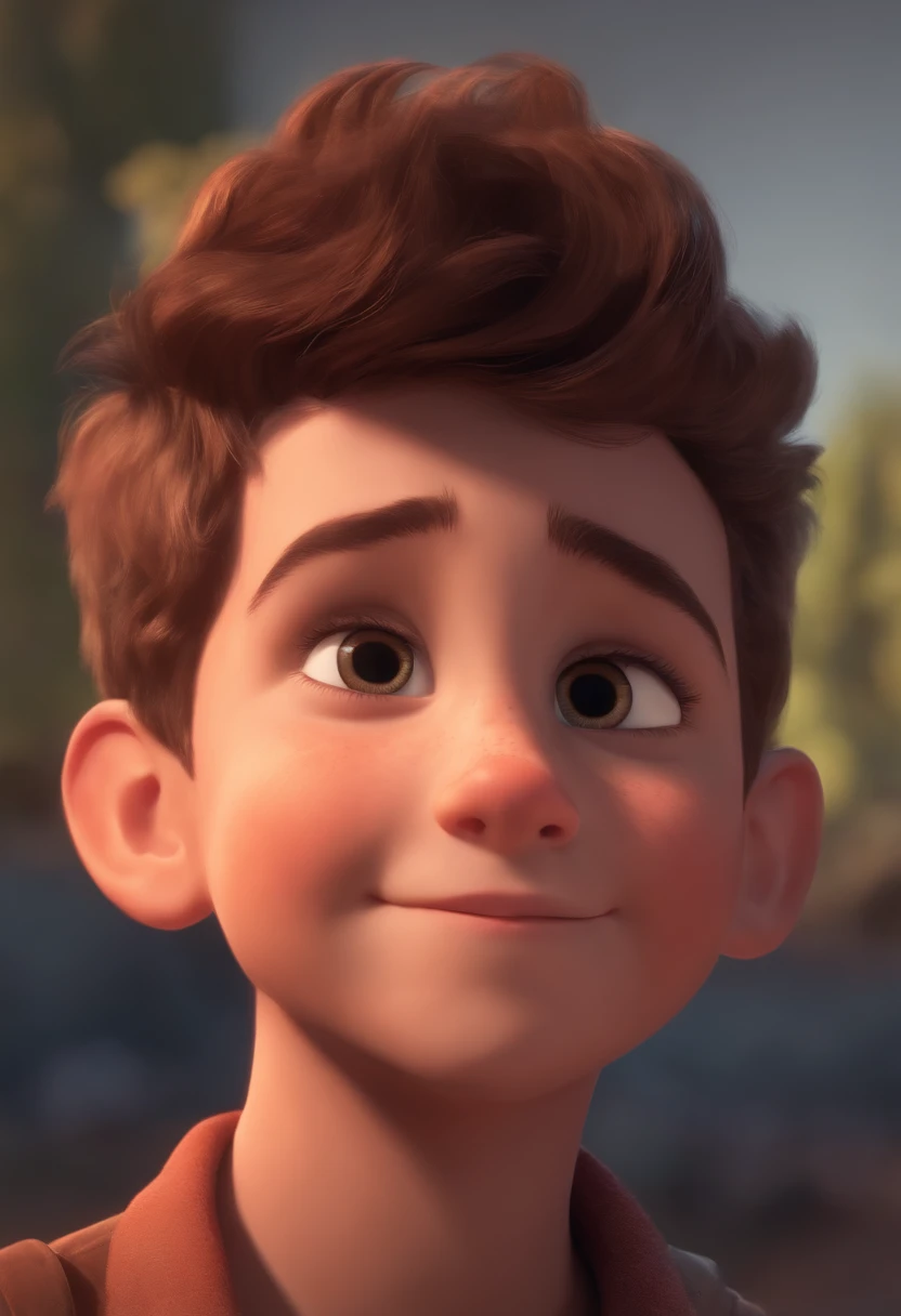 Image of a boy for a story in a YouTube video in Pixar format, He's the little allabester, He's the class leader, He's outgoing, Playful and gets up for a lot of things, cabelo curto