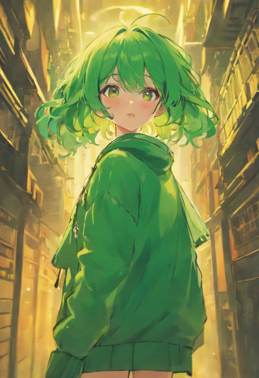Green hair teens girl