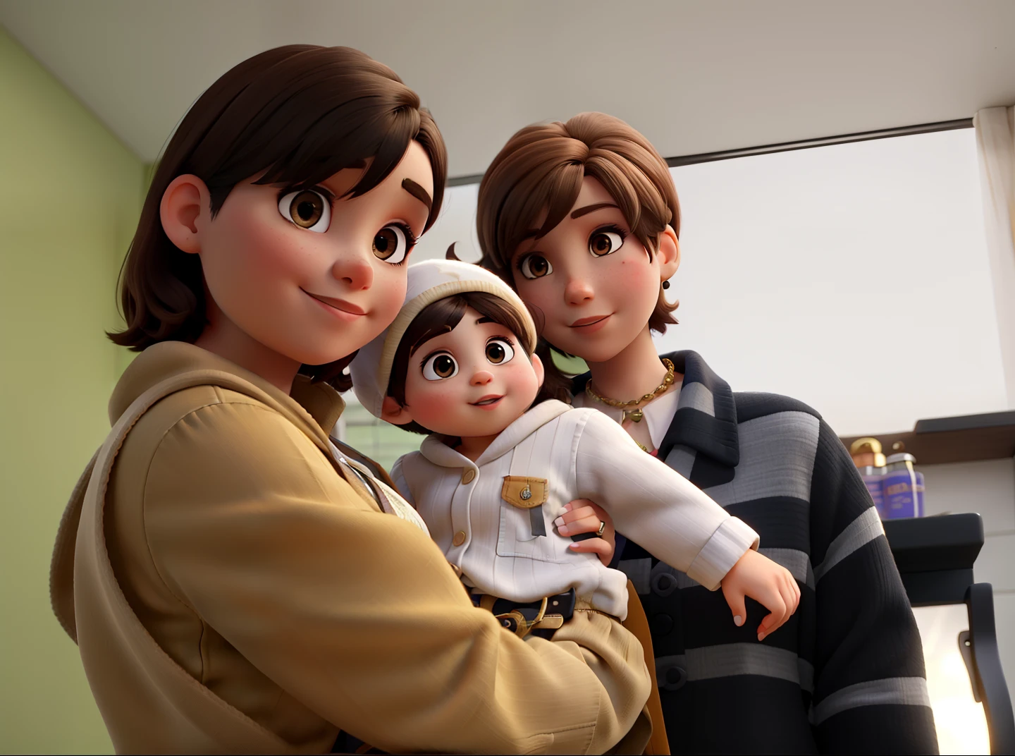 A babe with her brunette godmother and her freak with short hair