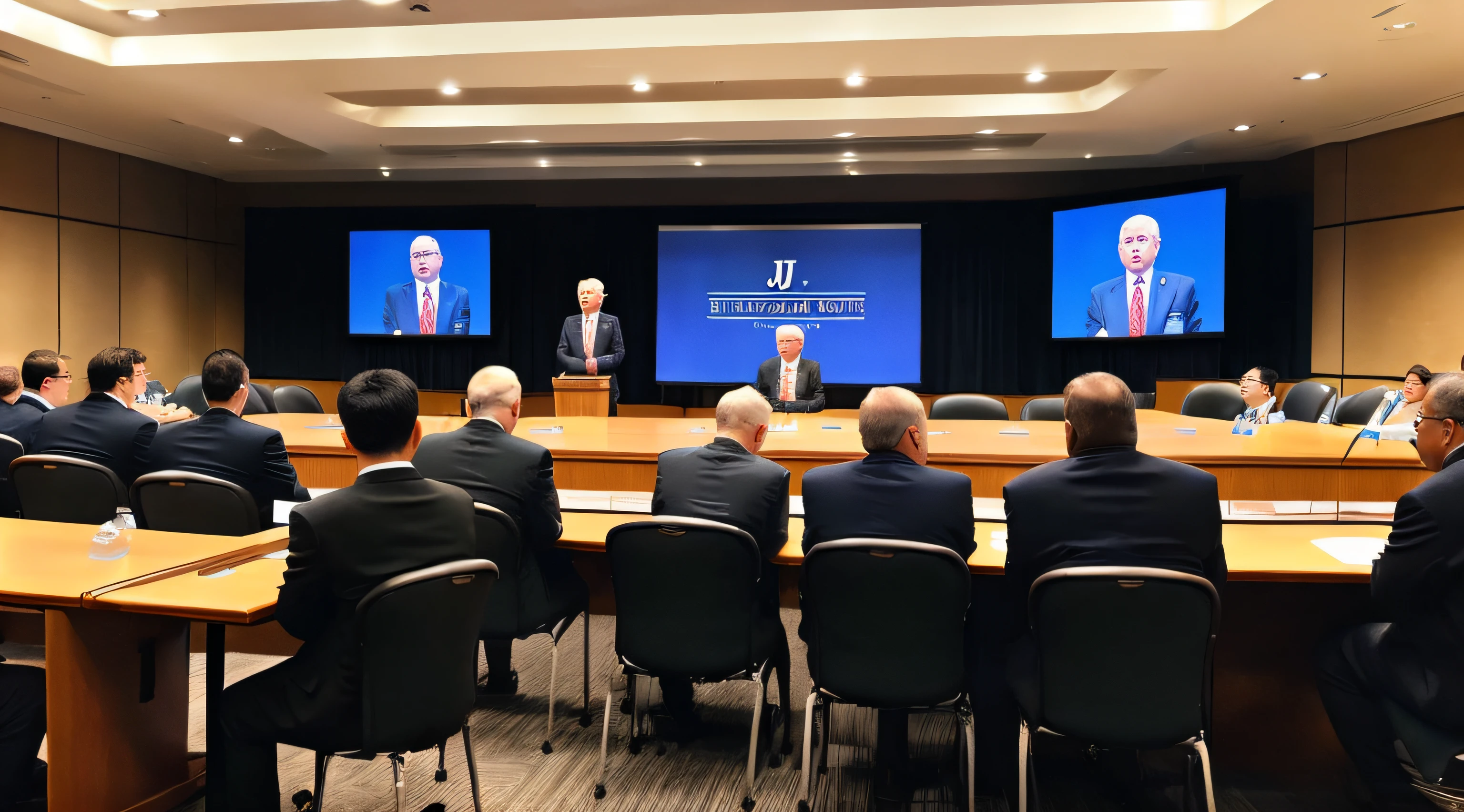 Jehovah's Witnesses、Governing body、Small Conference Room、Fat old man、(((Americana)))、(((White or black)))、Suits、high-level image quality、high-detail