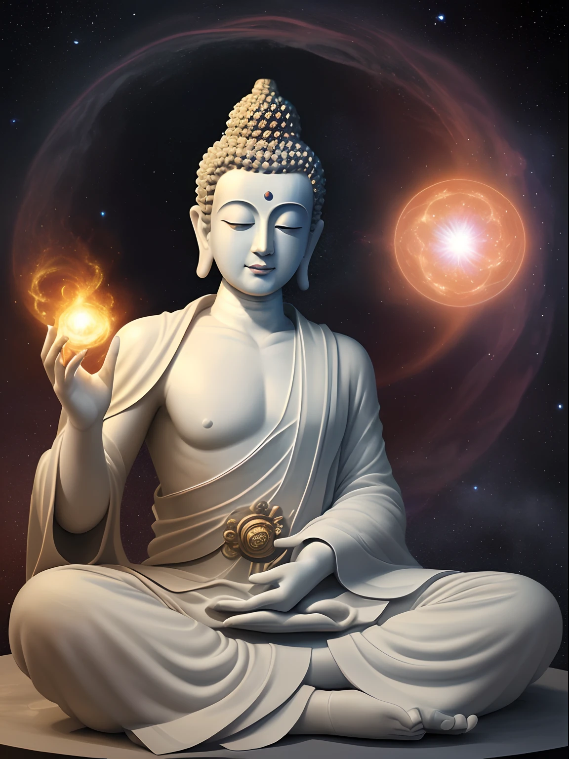 tmasterpiece,Best quality,Celestial Master,kosmos,Buddhism,Photoions,火焰,illustration