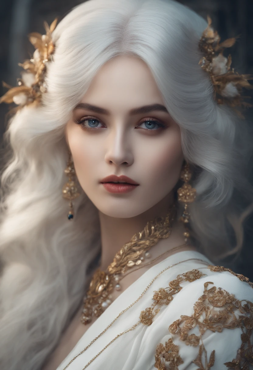 android、The upper part of the body、Beautuful Women、White hair